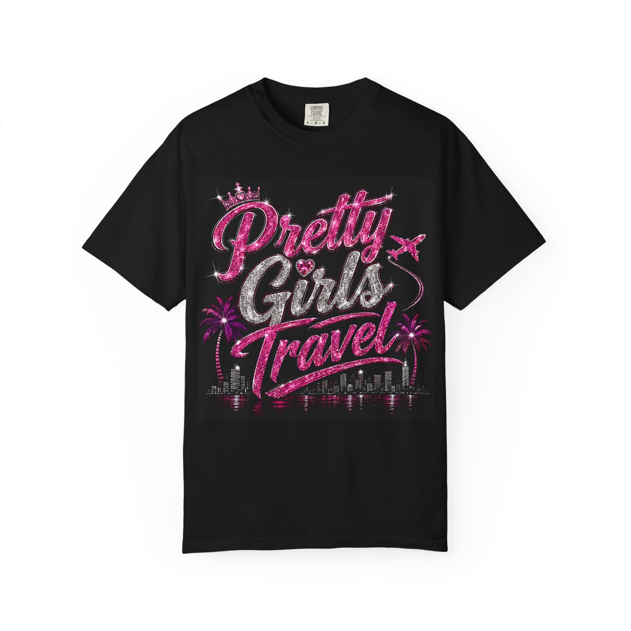 Pretty Girls Travel T-Shirt — Glitter Pink Travel Tee for Women, Bachelorette & Vacation Shirt