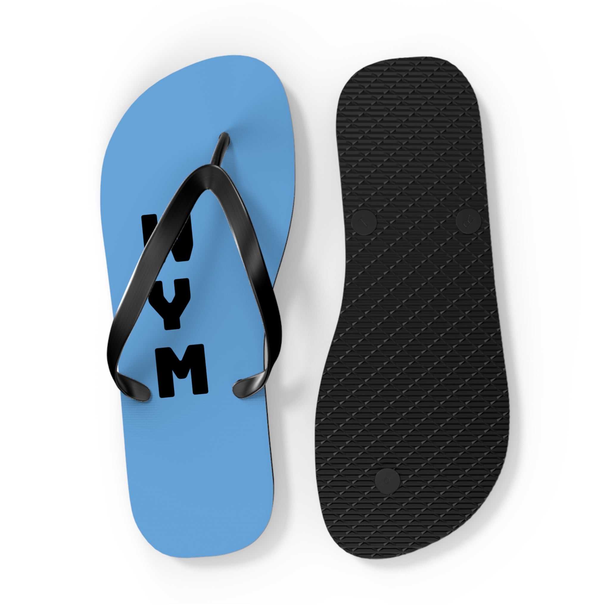 NYM Blue Flip Flops – Lightweight Beach Sandals with Vertical Logo