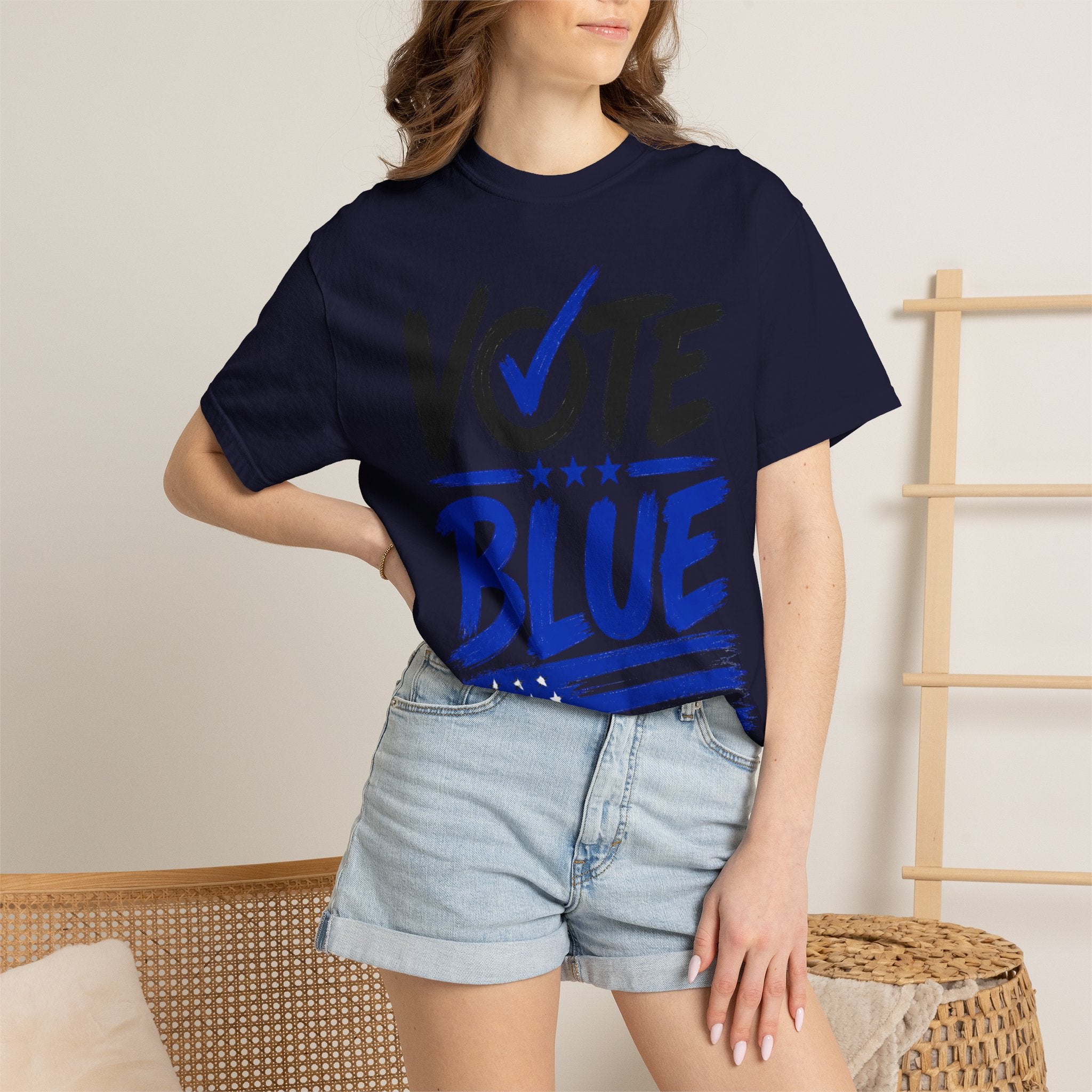 Vote Blue Tee — Garment-Dyed Vintage Style