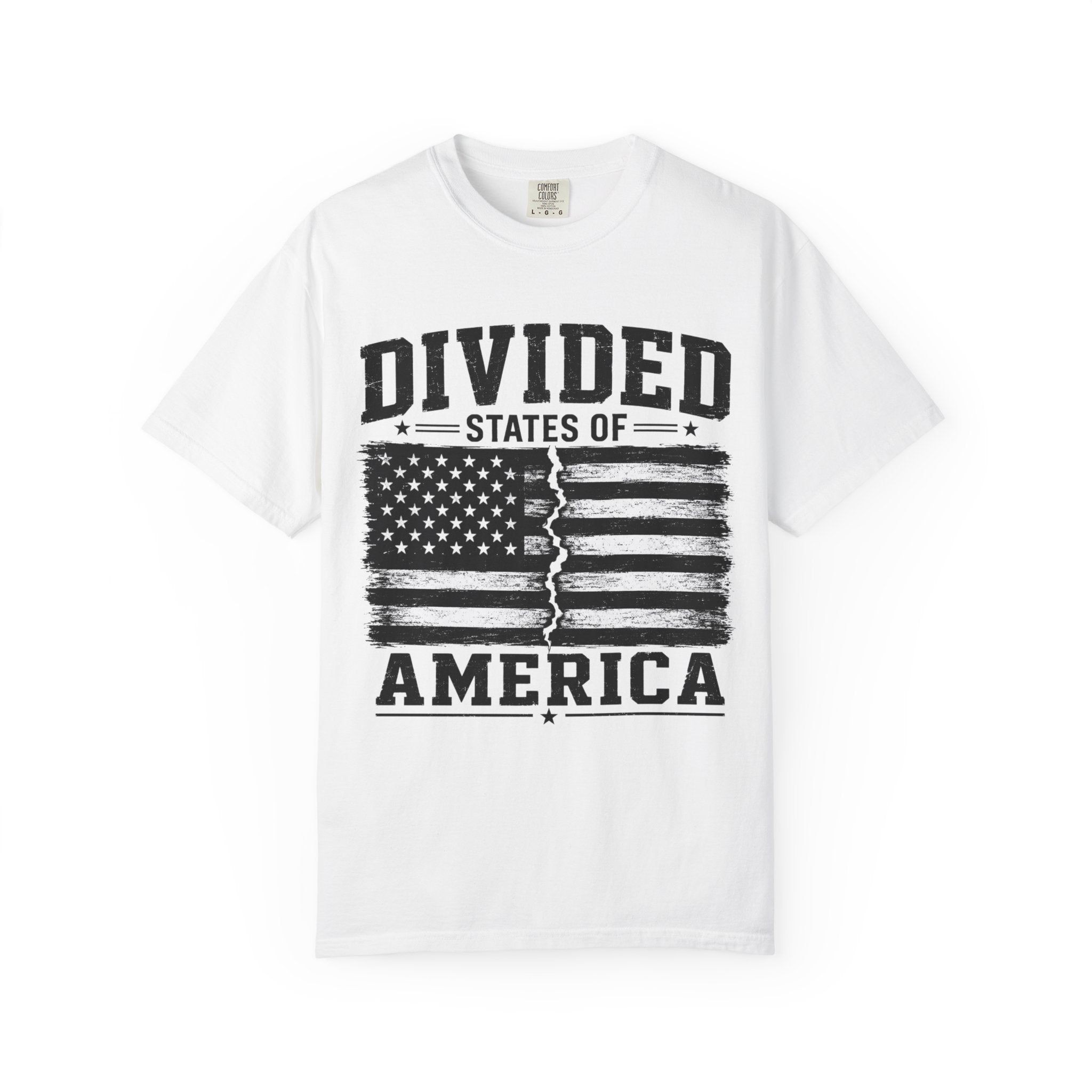 Divided States of America T-Shirt — Distressed Flag Political Graphic Tee