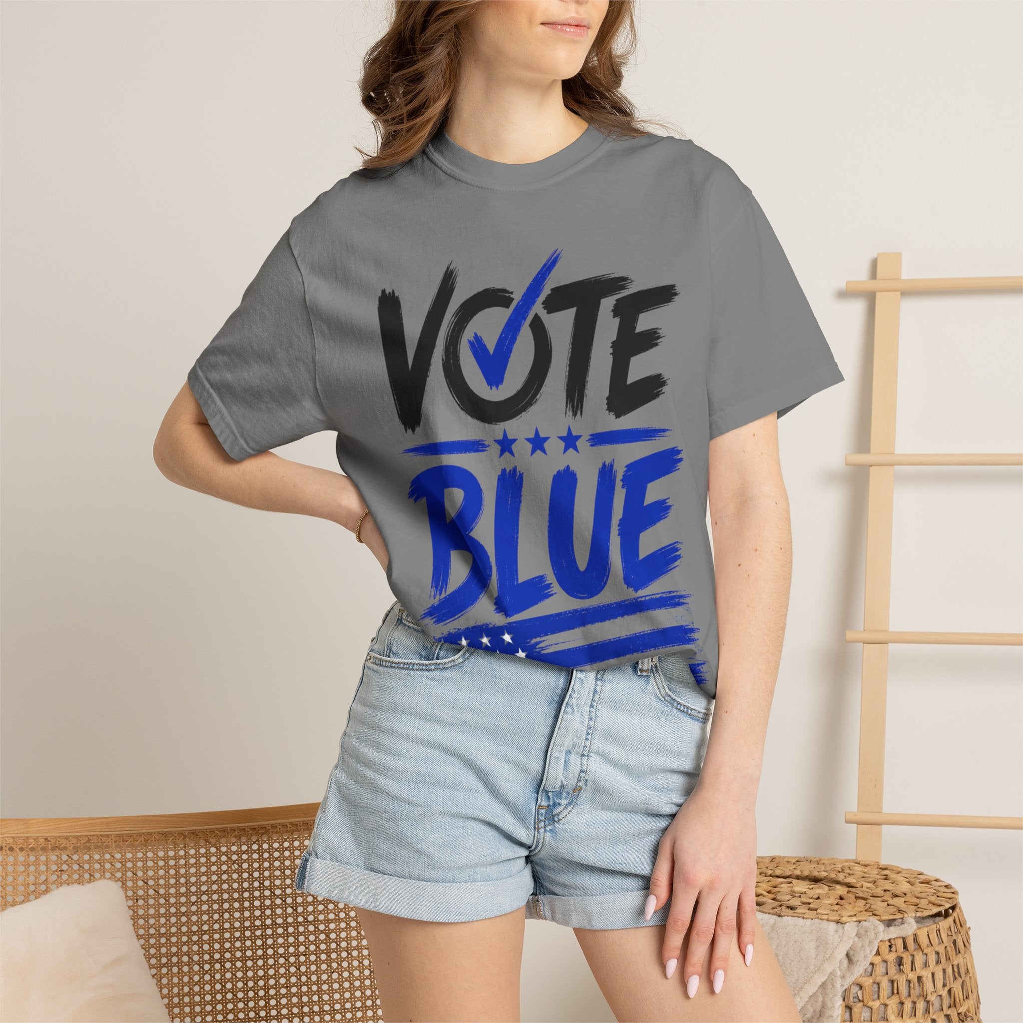 Vote Blue Tee — Garment-Dyed Vintage Style