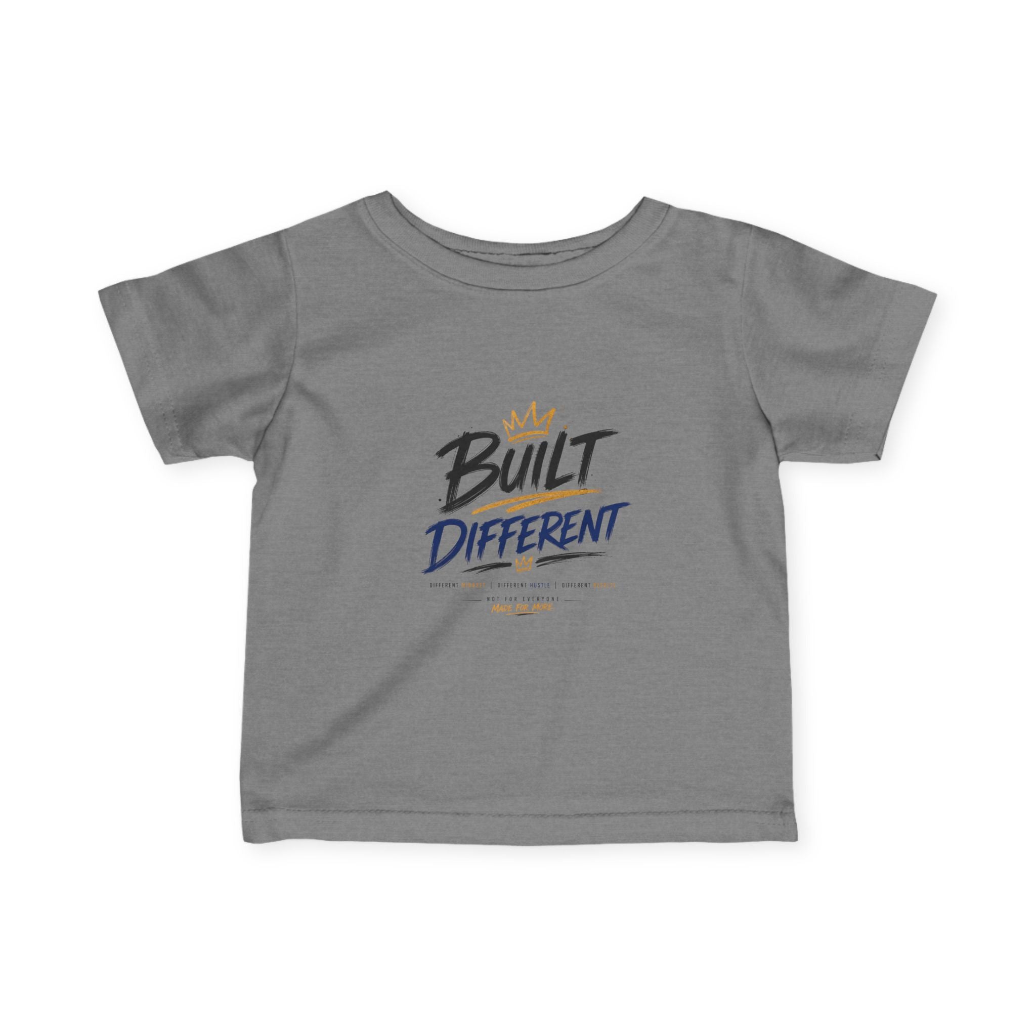 Infant Tee "Built Different" – Baby Graphic Shirt with Crown Design