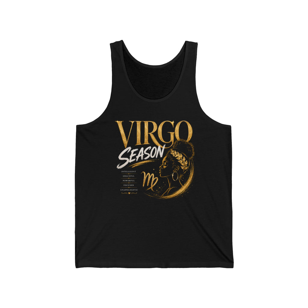 Virgo Season Tank Top – Gold Zodiac Graphic