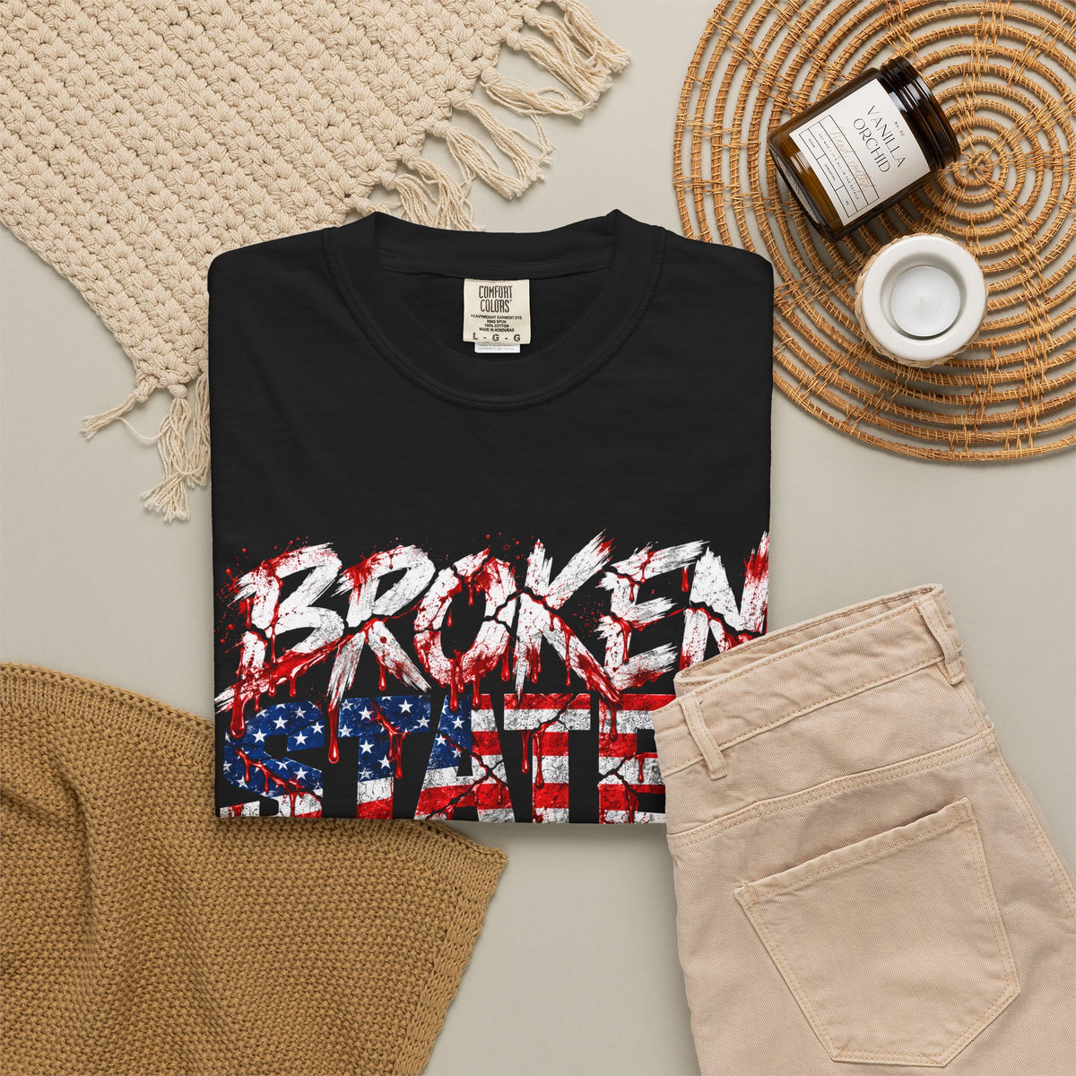 Broken United States of America Graphic T-Shirt