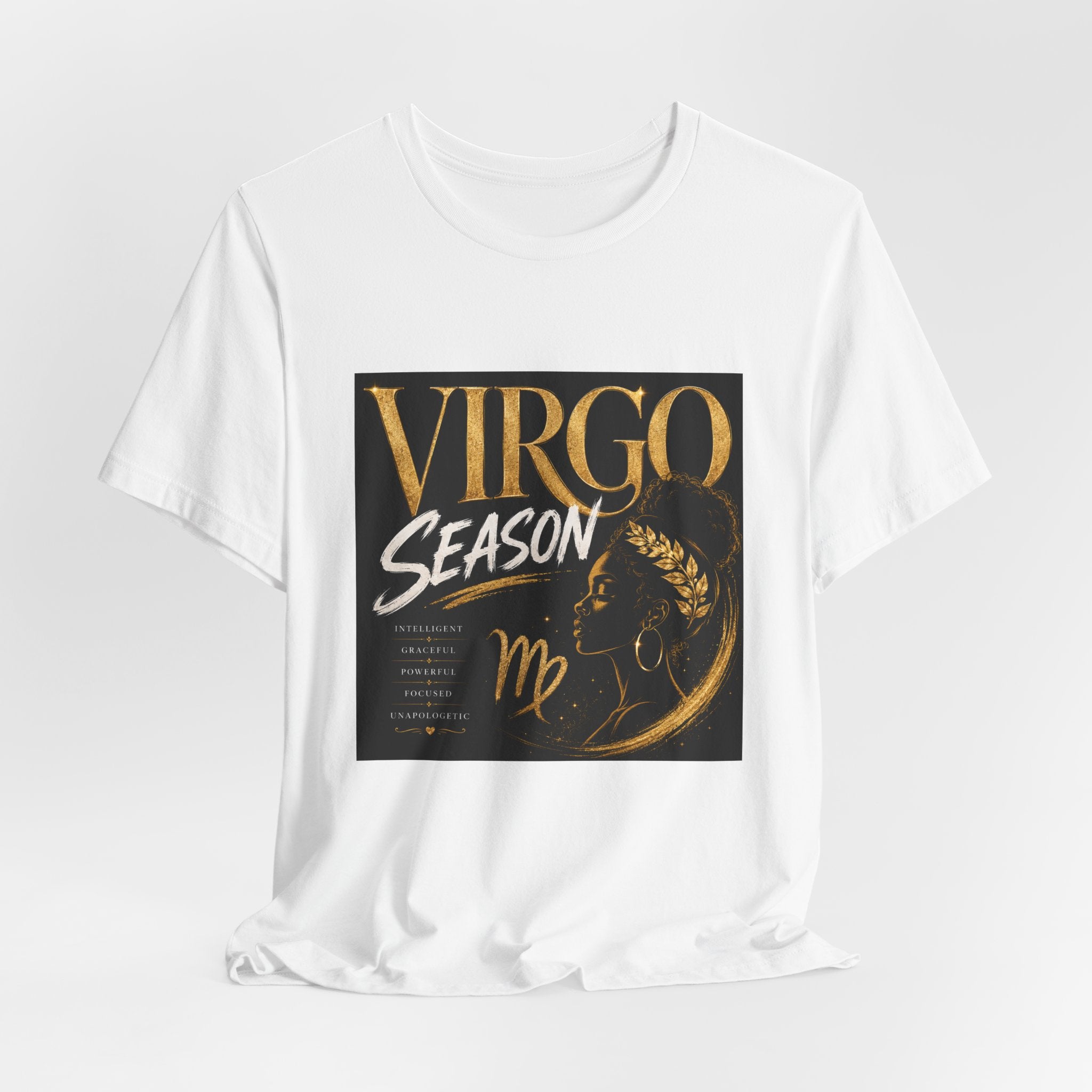 Virgo Season T-Shirt — Gold Astrology Tee with 'Virgo Season' Text