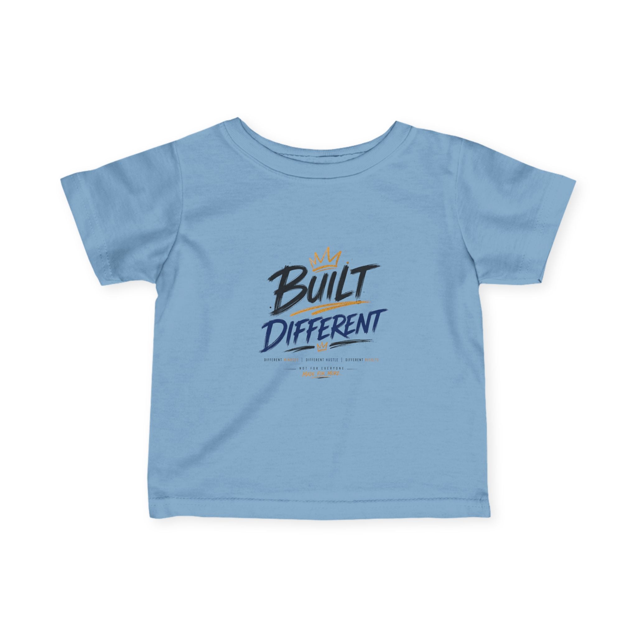 Infant Tee "Built Different" – Baby Graphic Shirt with Crown Design