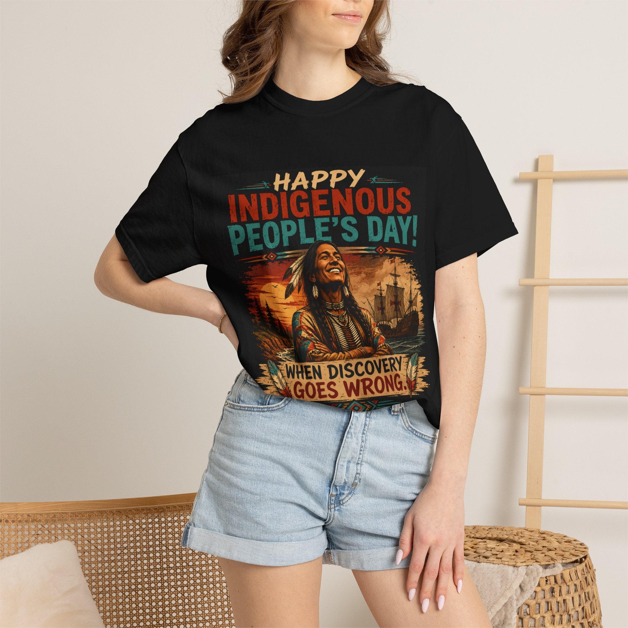 Indigenous People's Day T-Shirt — "When Discovery Goes Wrong" Graphic Tee