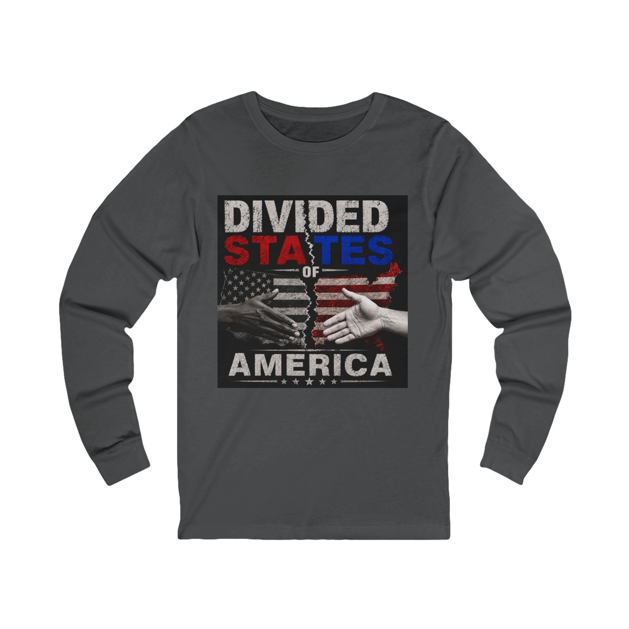 Divided States of America Long Sleeve Tee — Political Unity Graphic Shirt