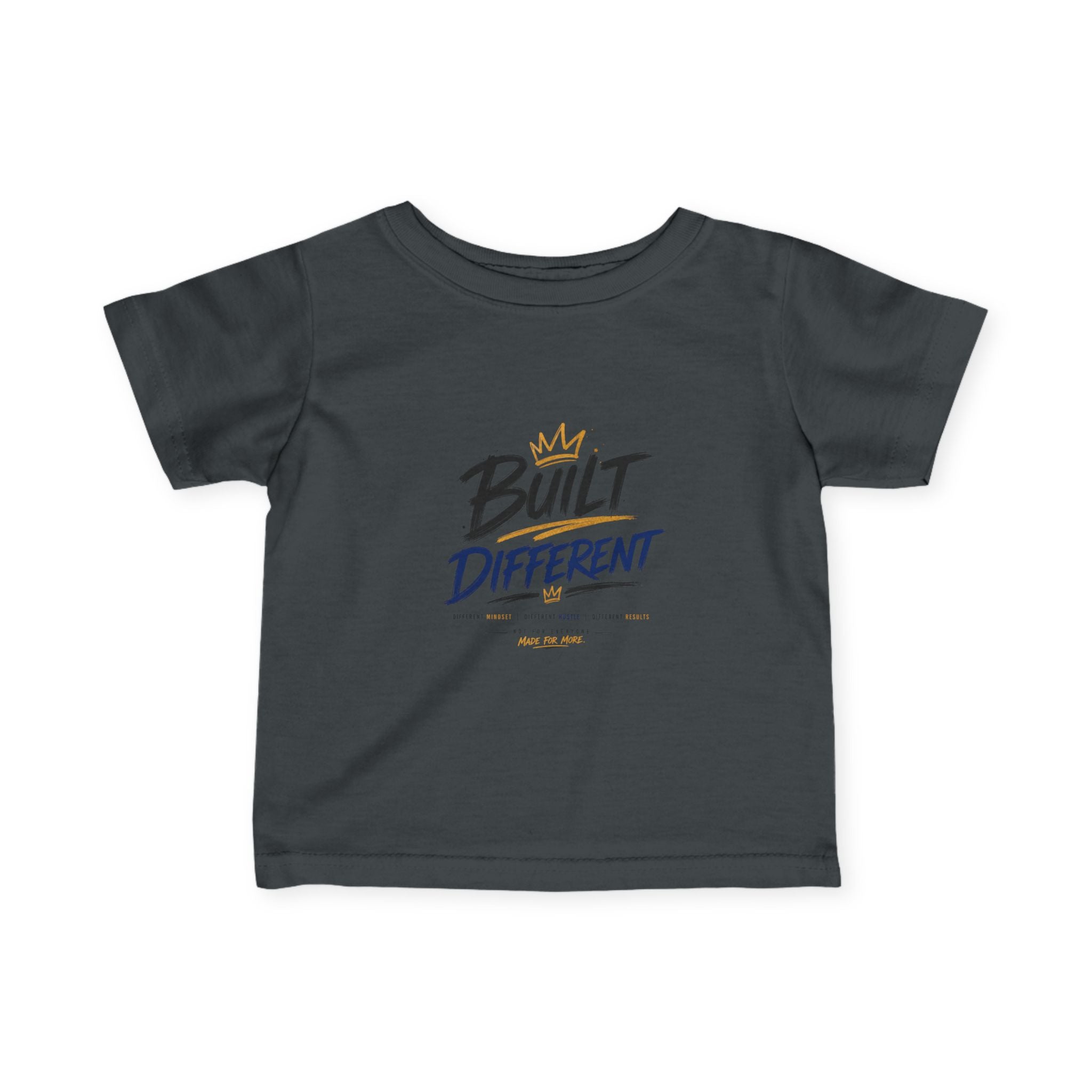 Infant Tee "Built Different" – Baby Graphic Shirt with Crown Design
