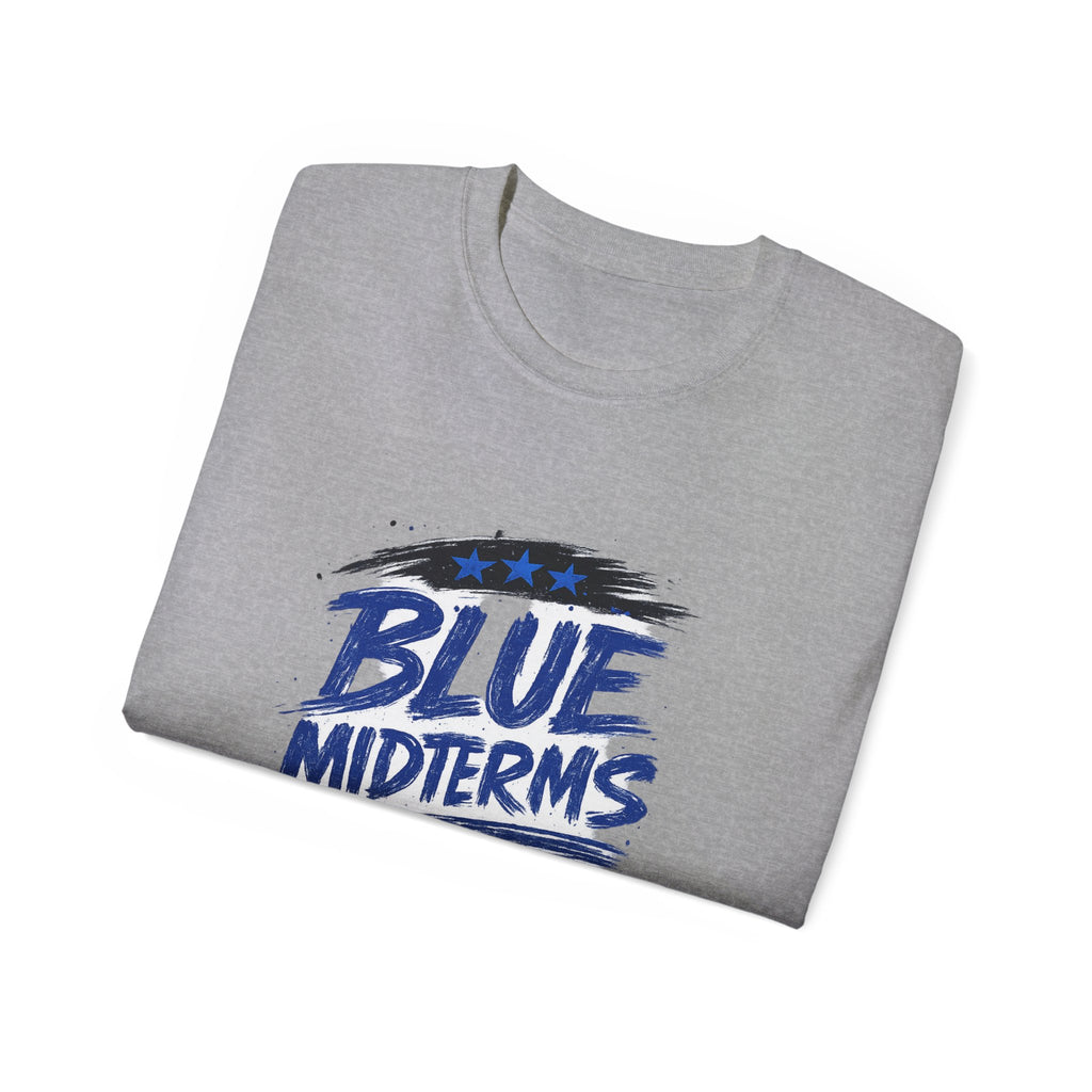 Blue Midterms Tee — Flag Brushstroke Graphic