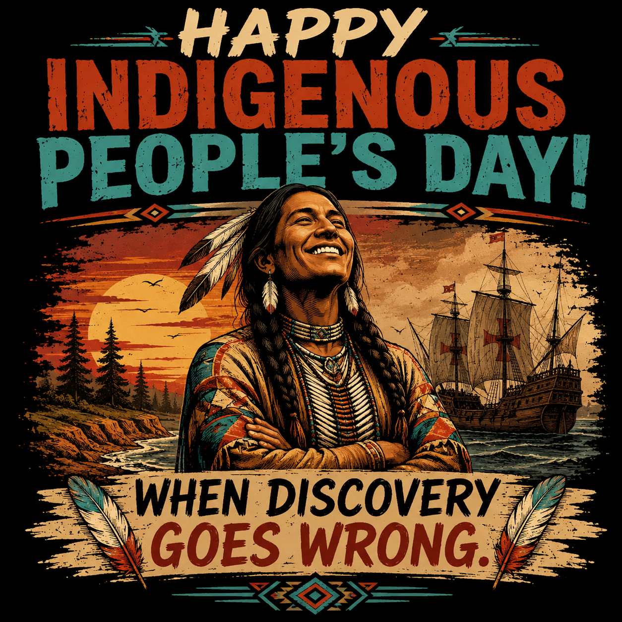 Indigenous People's Day T-Shirt – “When Discovery Goes Wrong” Graphic Tee