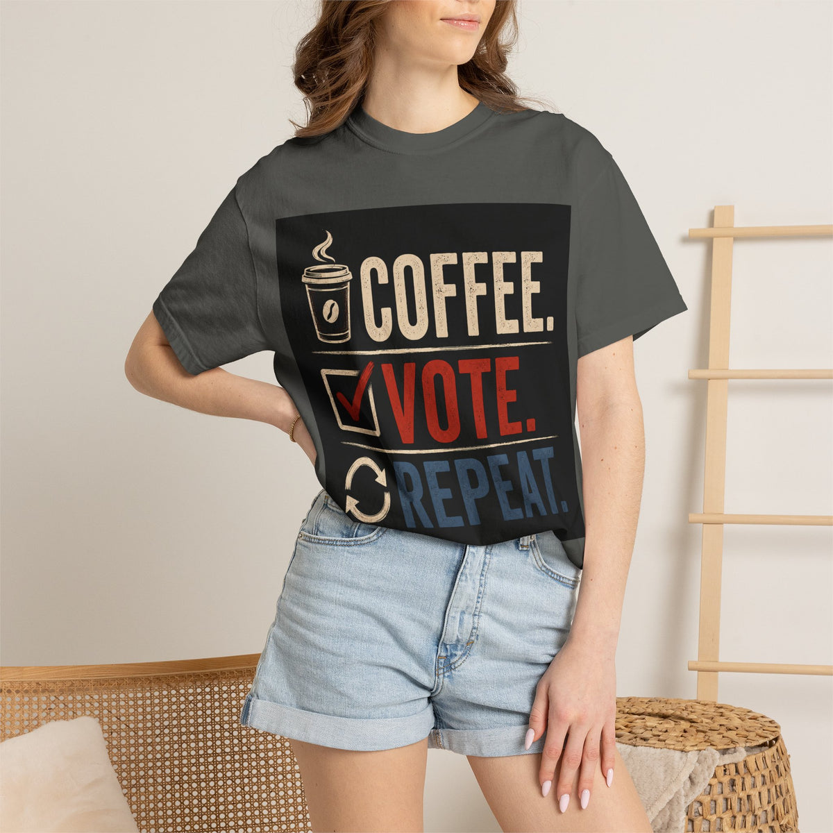 Coffee. Vote. Repeat. Garment-Dyed Tee