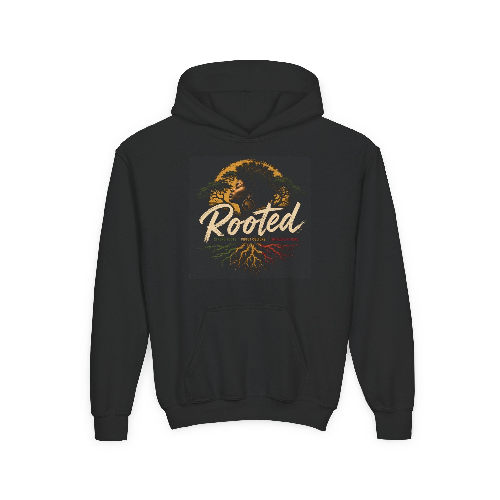 Rooted Youth Hoodie — Tree of Roots Graphic Pullover for Kids