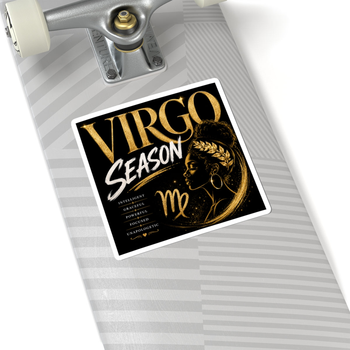 Virgo Season Kiss-Cut Sticker — Gold Zodiac Virgo Design