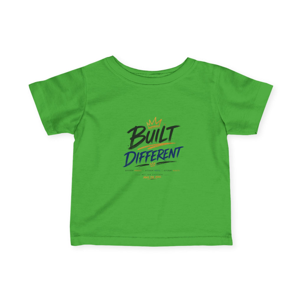 Infant Tee "Built Different" – Baby Graphic Shirt with Crown Design
