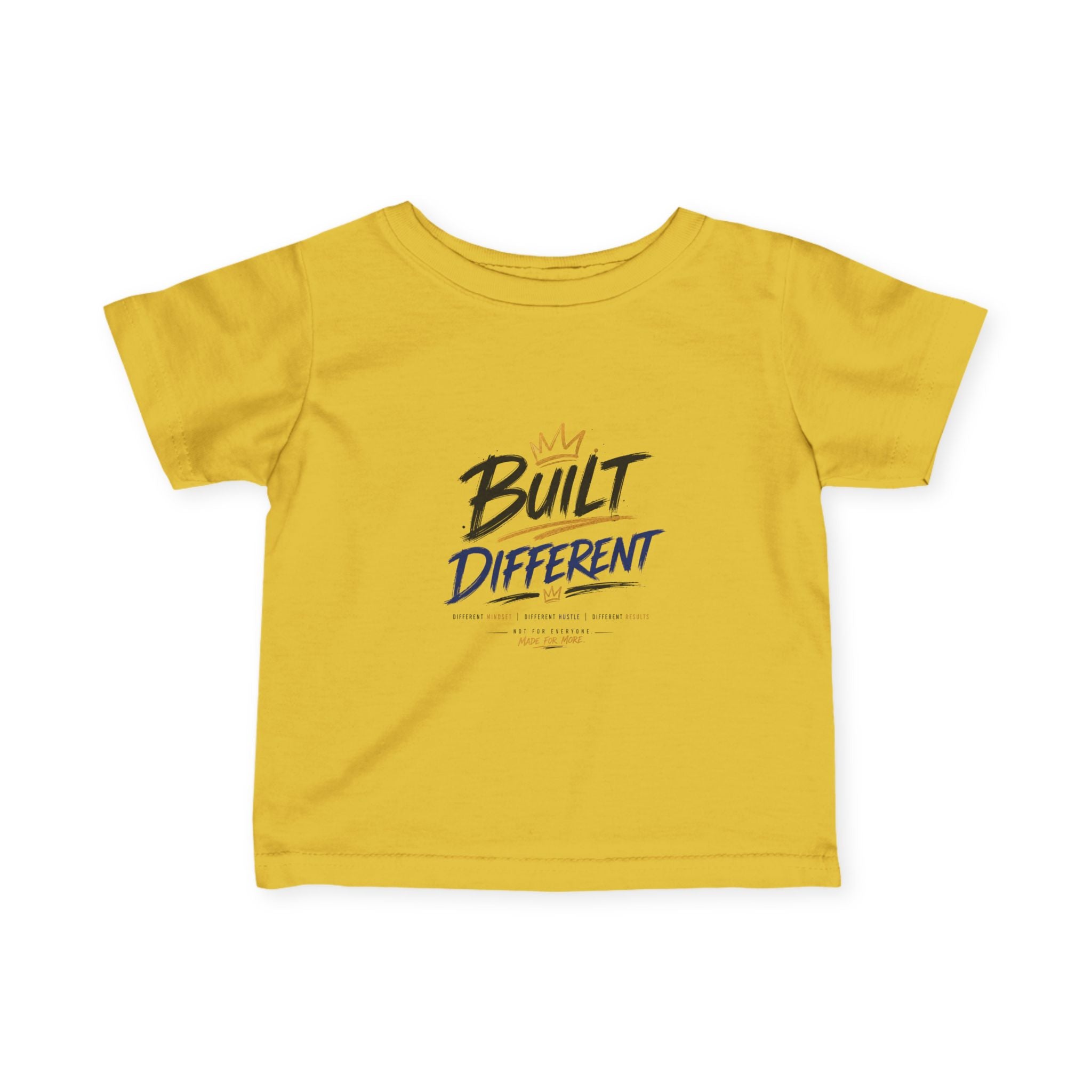 Infant Tee "Built Different" – Baby Graphic Shirt with Crown Design