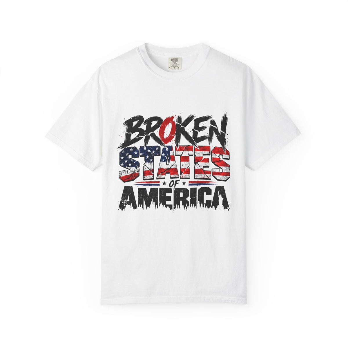 Broken States of America Graphic T-Shirt — Patriotic Distressed Flag Tee