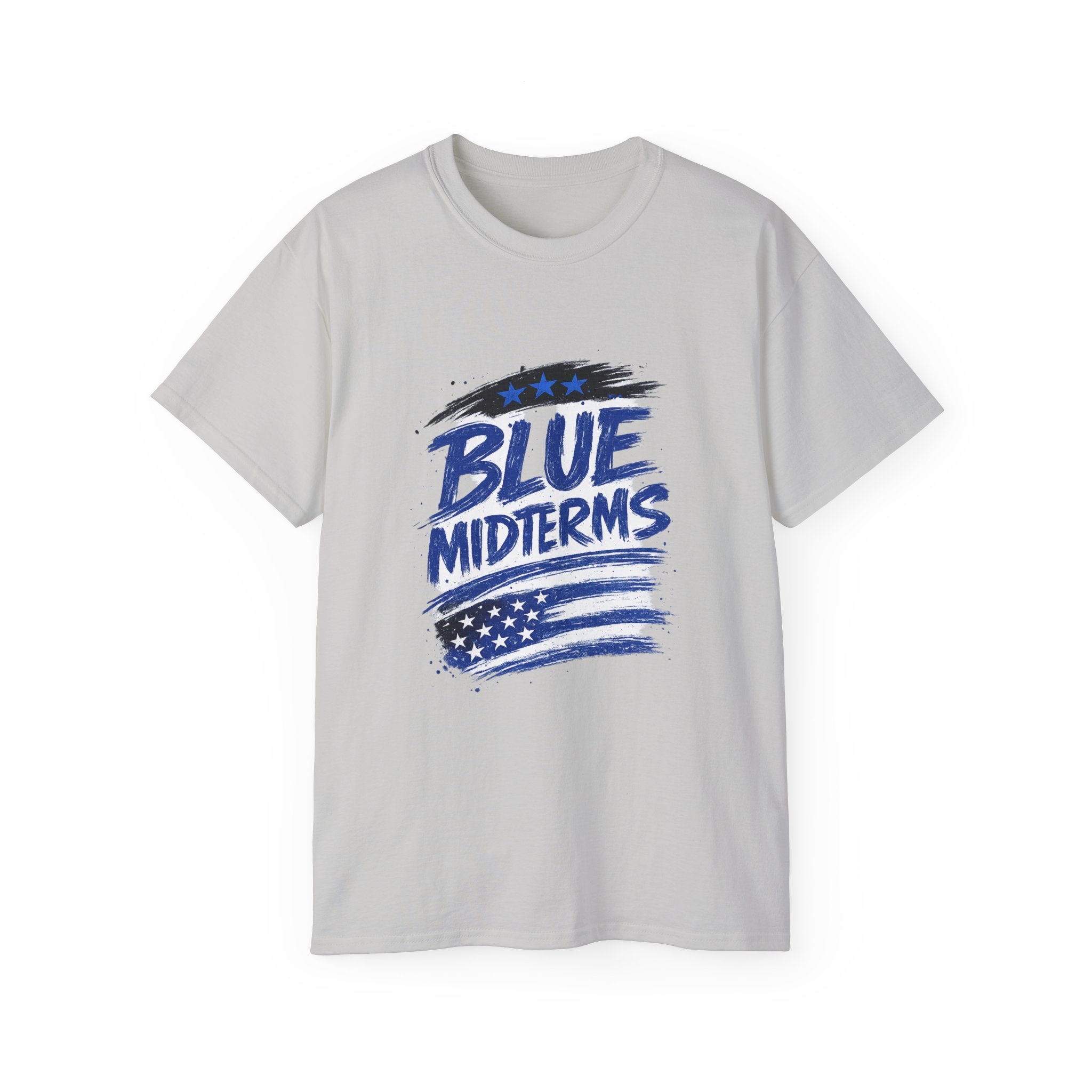 Blue Midterms Tee — Flag Brushstroke Graphic