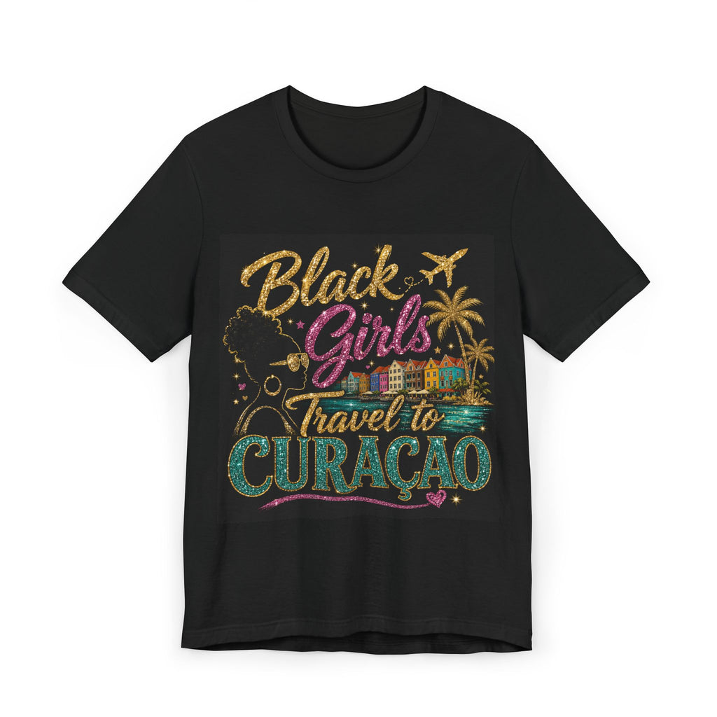Black Girls Travel to Curaçao Tee — Island Celebration Graphic, Lightweight Cotton