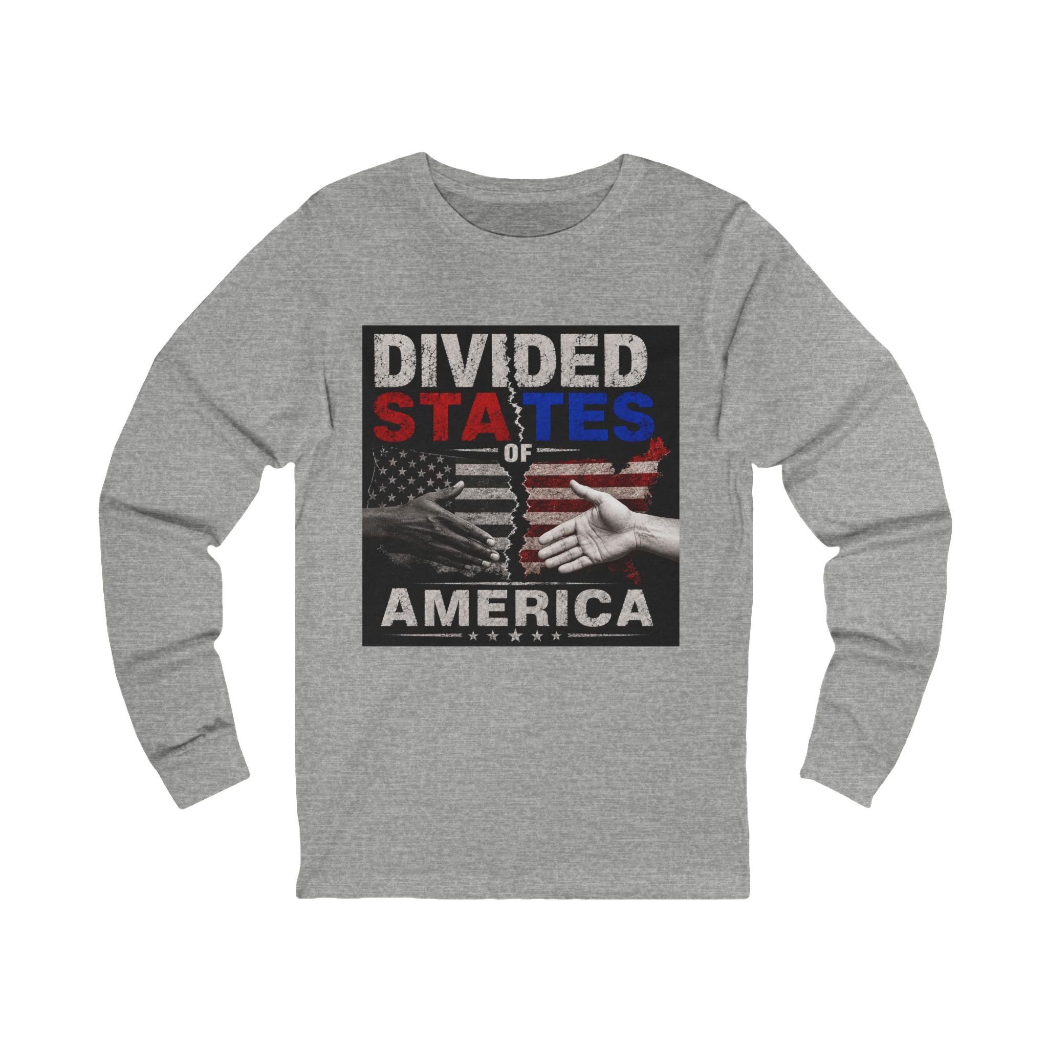 Divided States of America Long Sleeve Tee — Political Unity Graphic Shirt