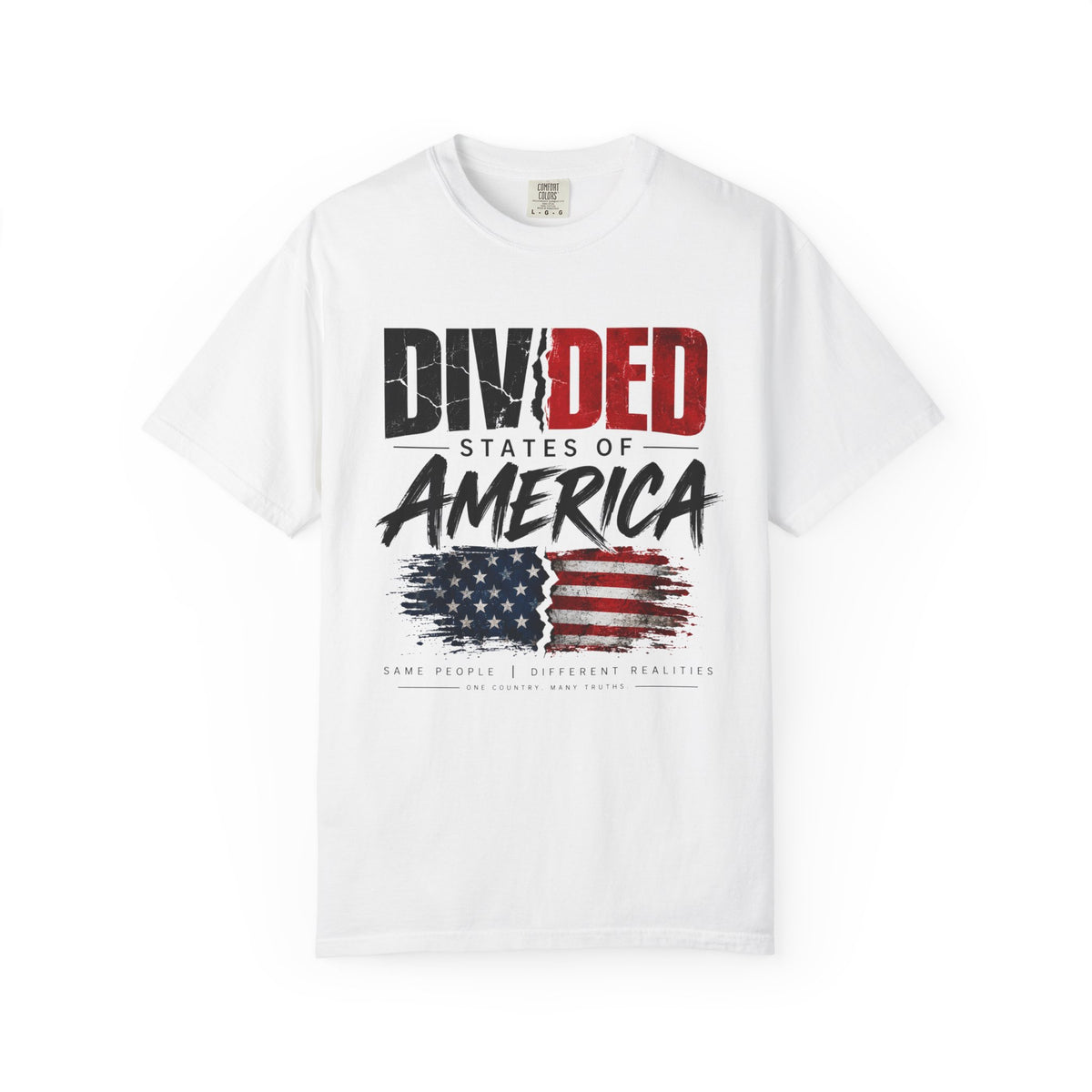 Divided States of America Graphic Tee — Distressed Flag Political T-Shirt