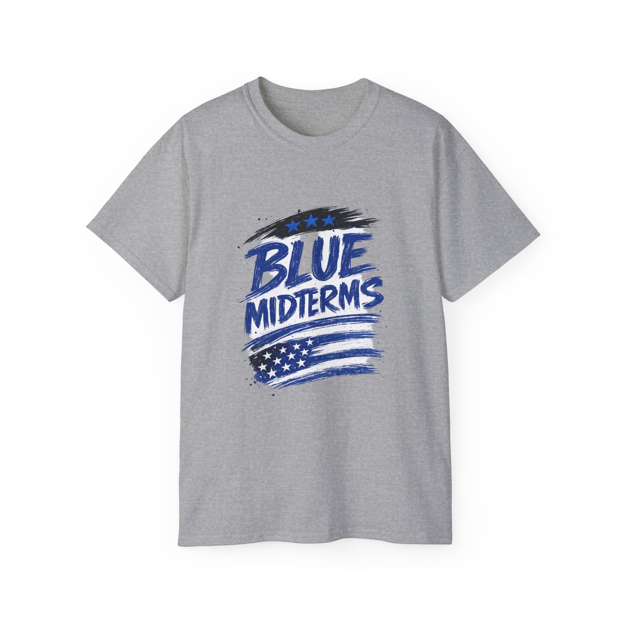 Blue Midterms Tee — Flag Brushstroke Graphic