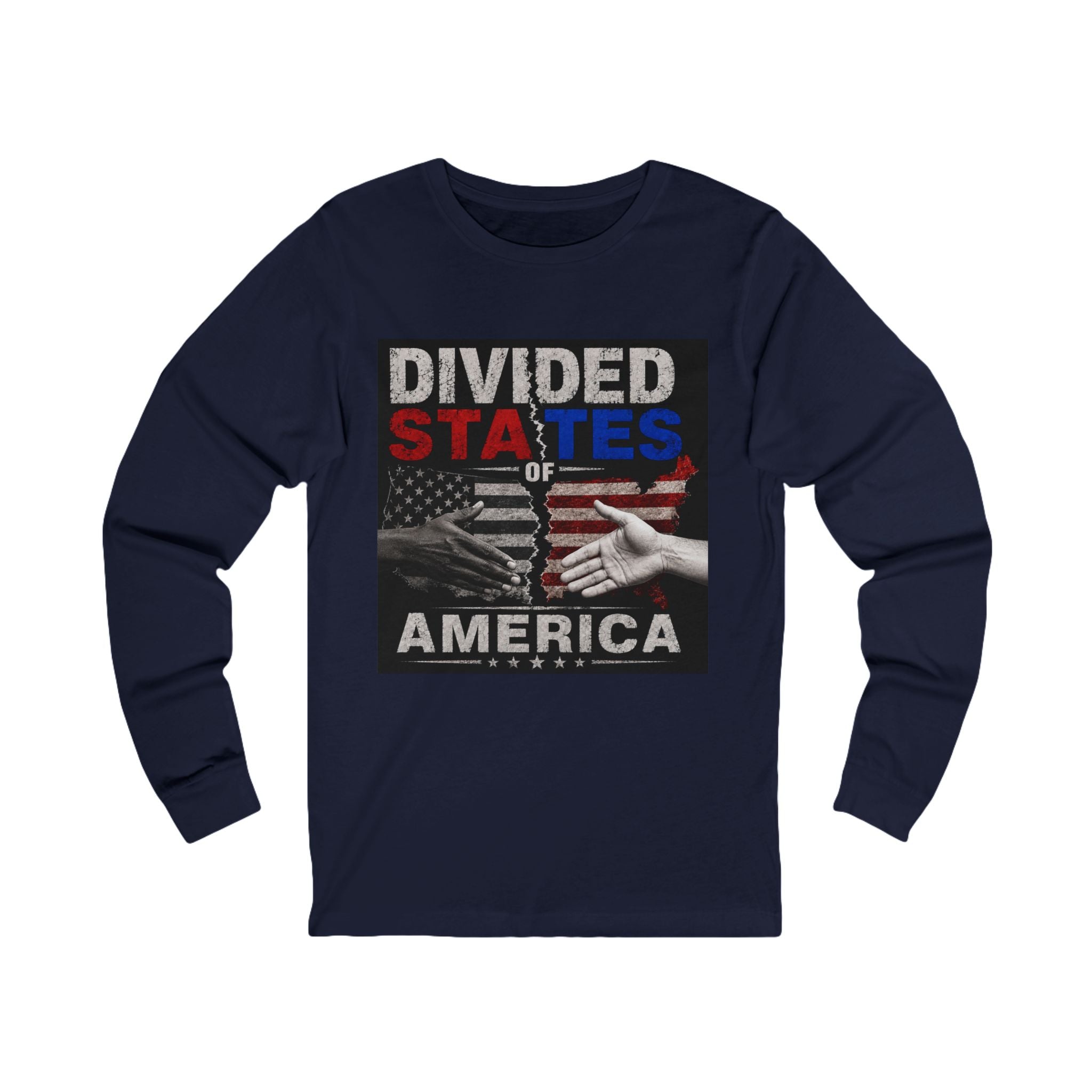 Divided States of America Long Sleeve Tee — Political Unity Graphic Shirt