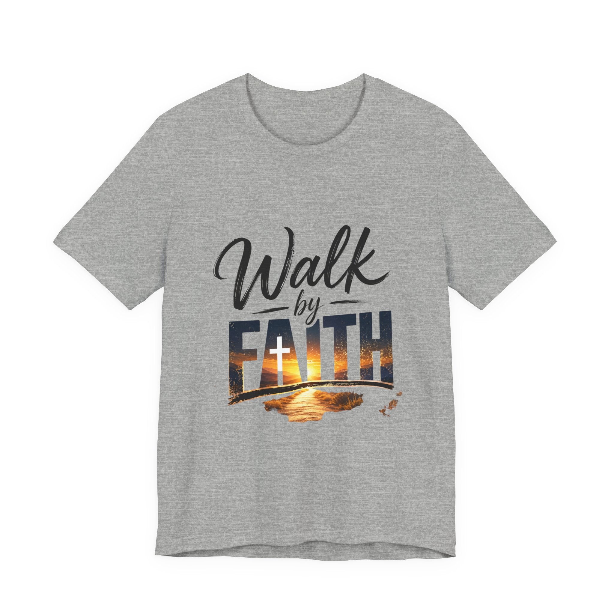 Wear Your Moment Women's Graphic T-Shirt – Walk by Faith Sunset Cross, Garment-Dyed, Sizes S–4XL