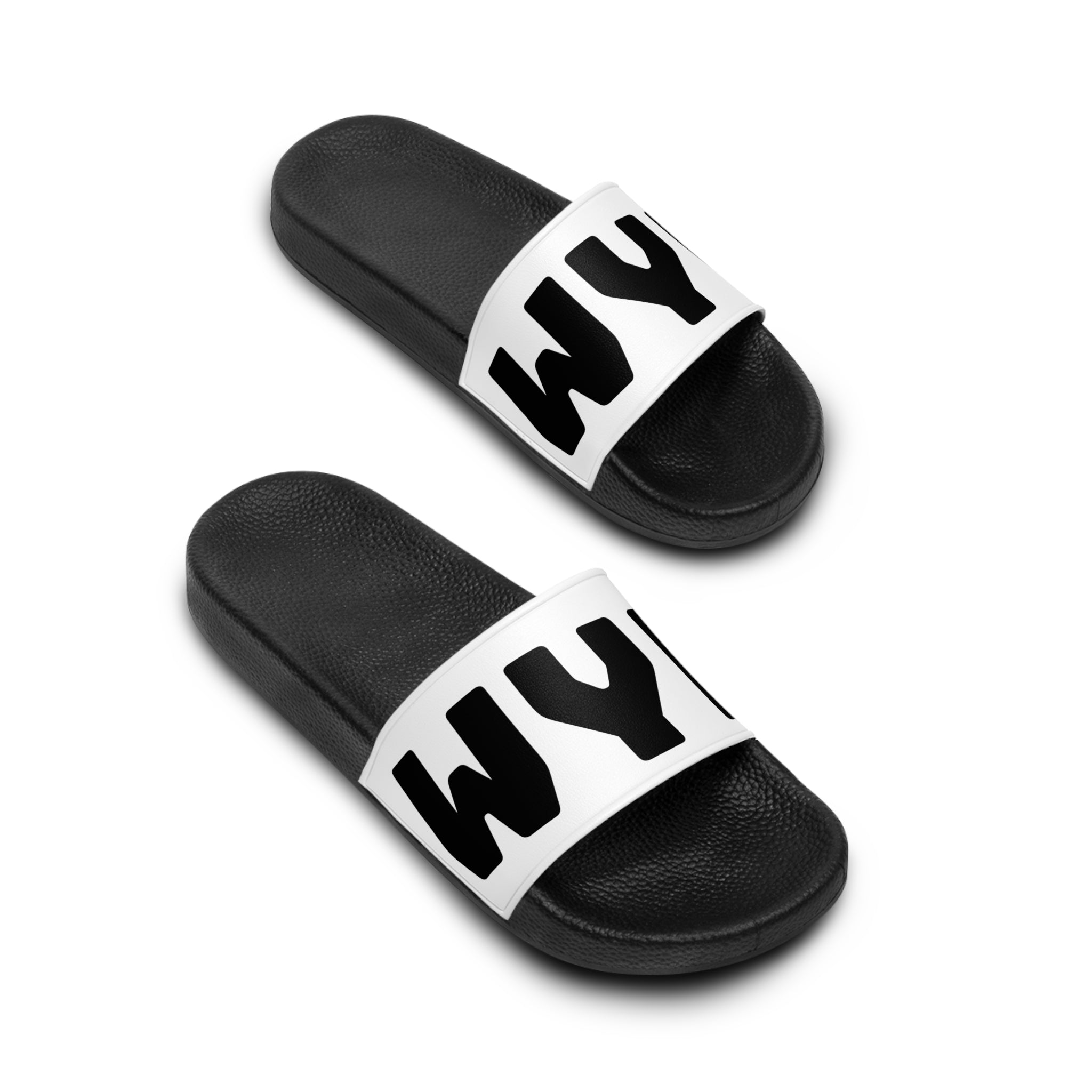 WAM Bold Logo Men’s Slide Sandals — Black & White Casual Pool Slides