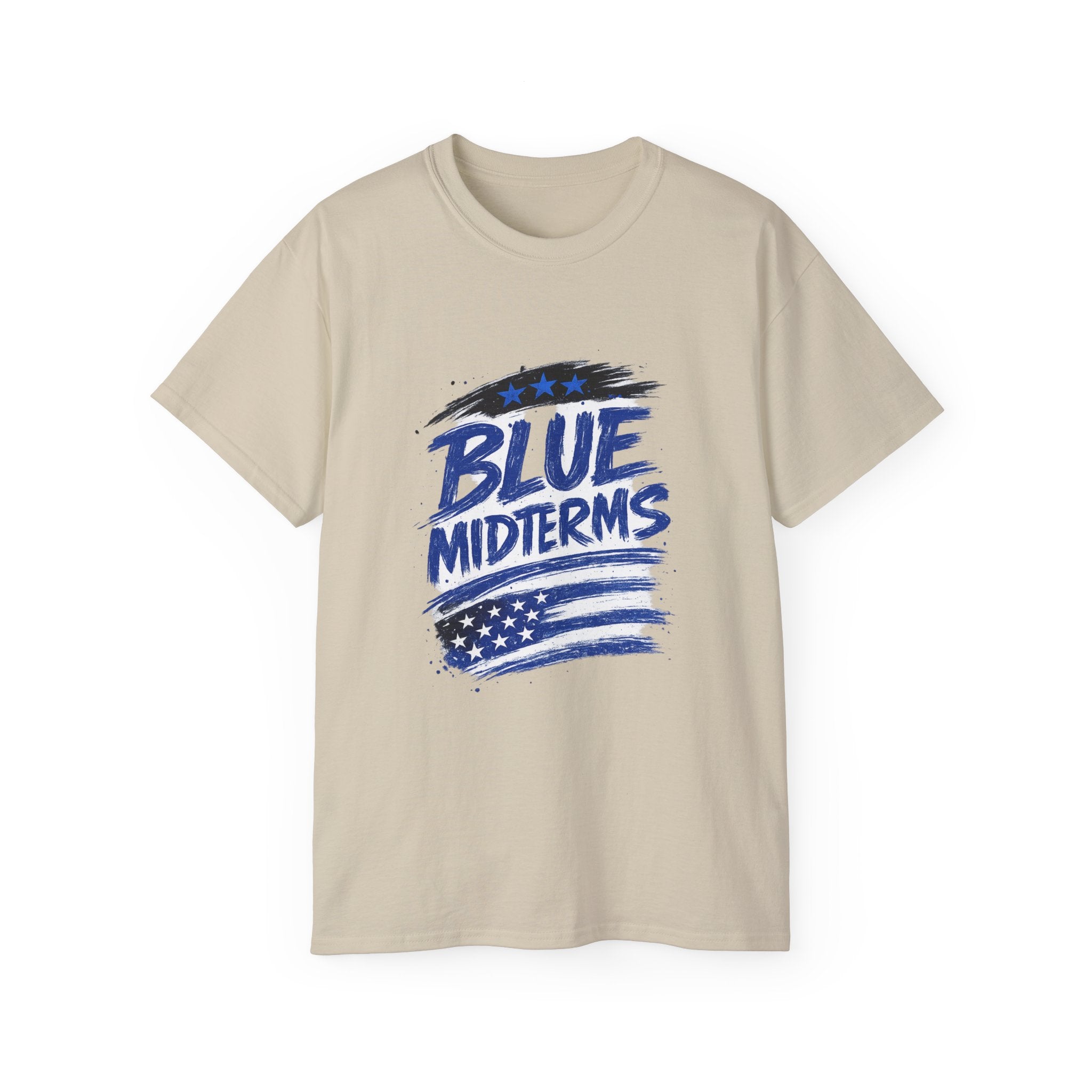 Blue Midterms Tee — Flag Brushstroke Graphic