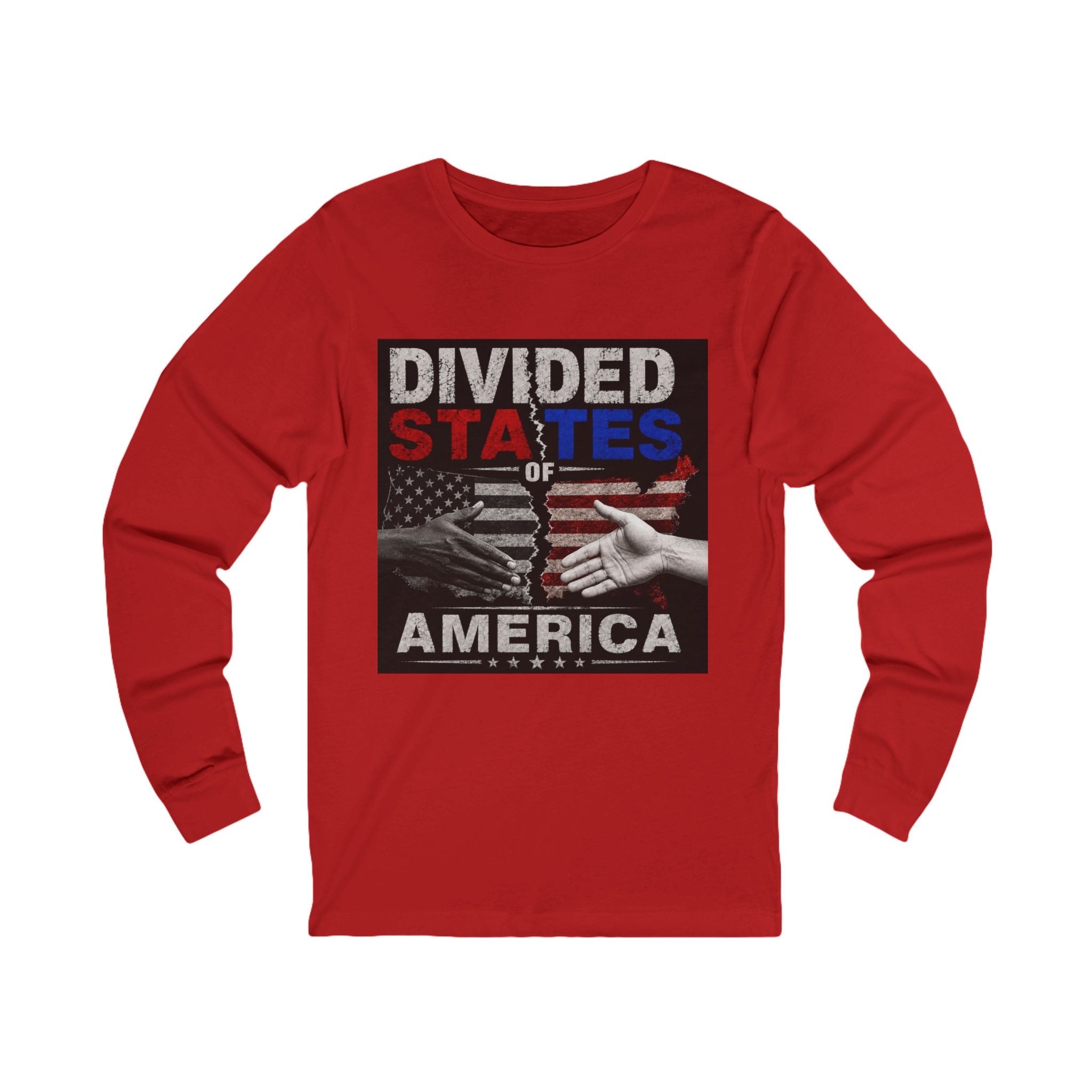 Divided States of America Long Sleeve Tee — Political Unity Graphic Shirt