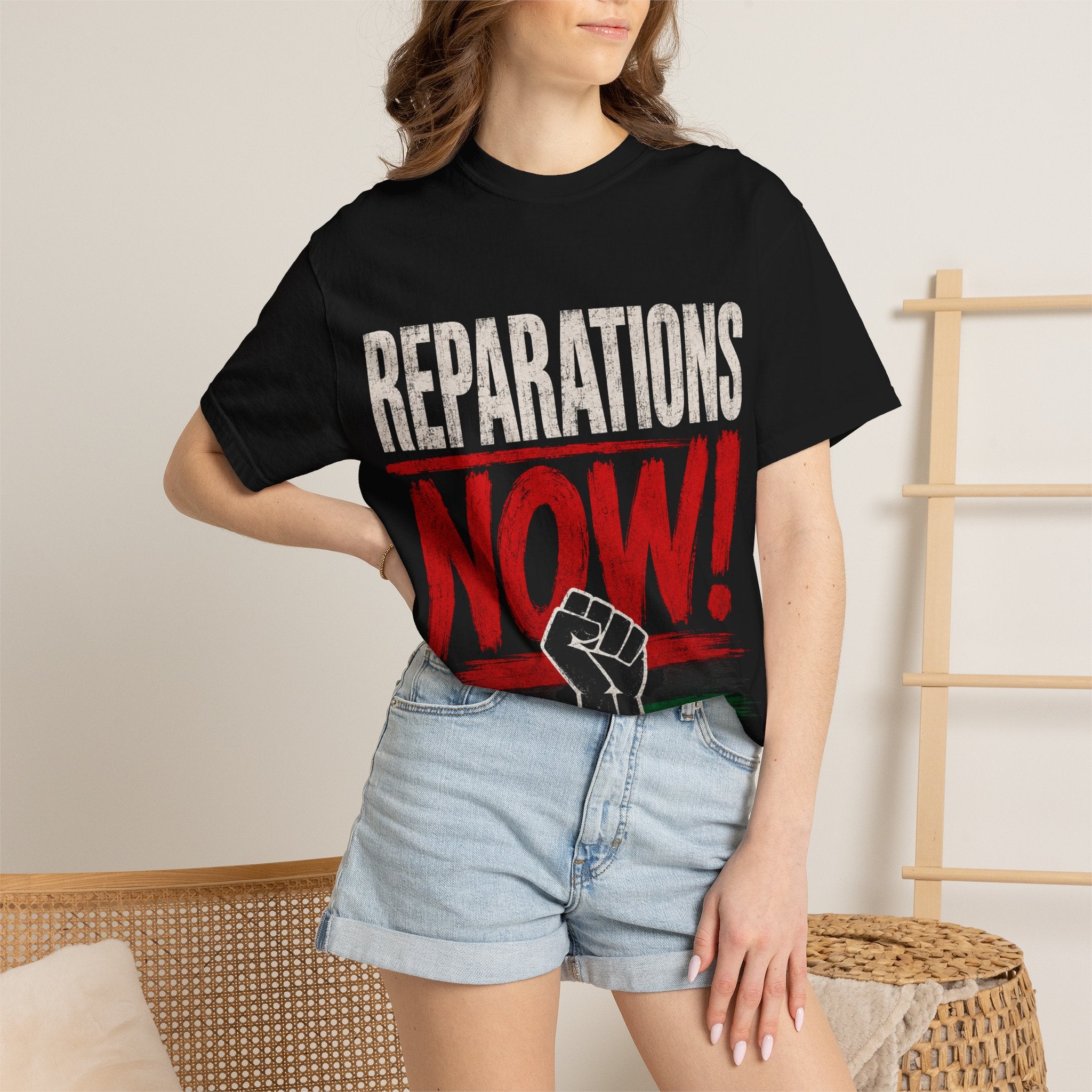Reparations Now! T-Shirt — Black Activist Fist Tee