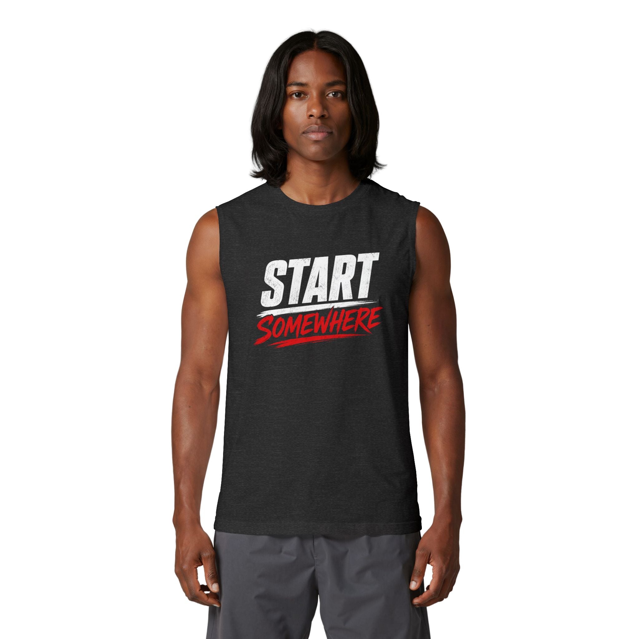 Start Somewhere Muscle Tank — Motivational Workout Tank Top