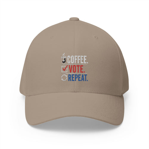 Embroidered 'Coffee. Vote. Repeat.' Cap — Political Activism Baseball Hat