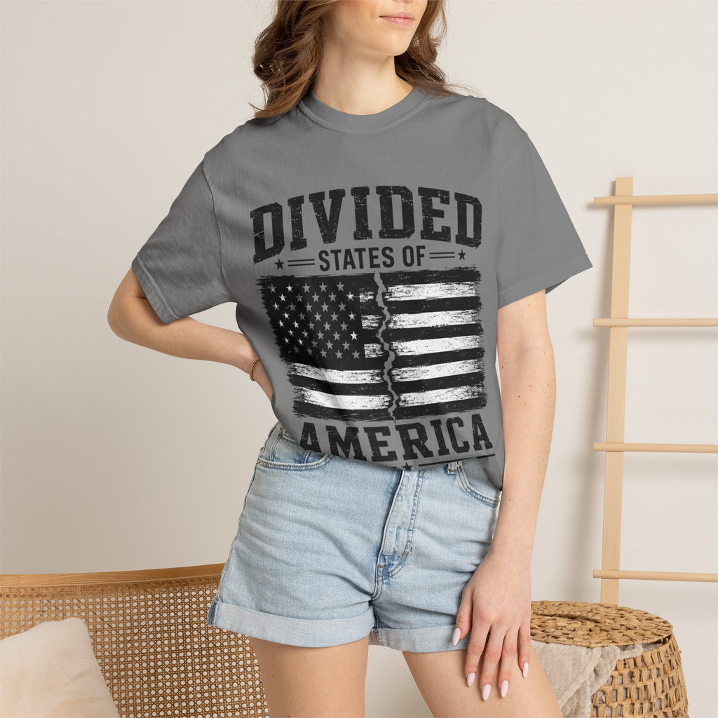 Divided States of America T-Shirt — Distressed Flag Political Graphic Tee
