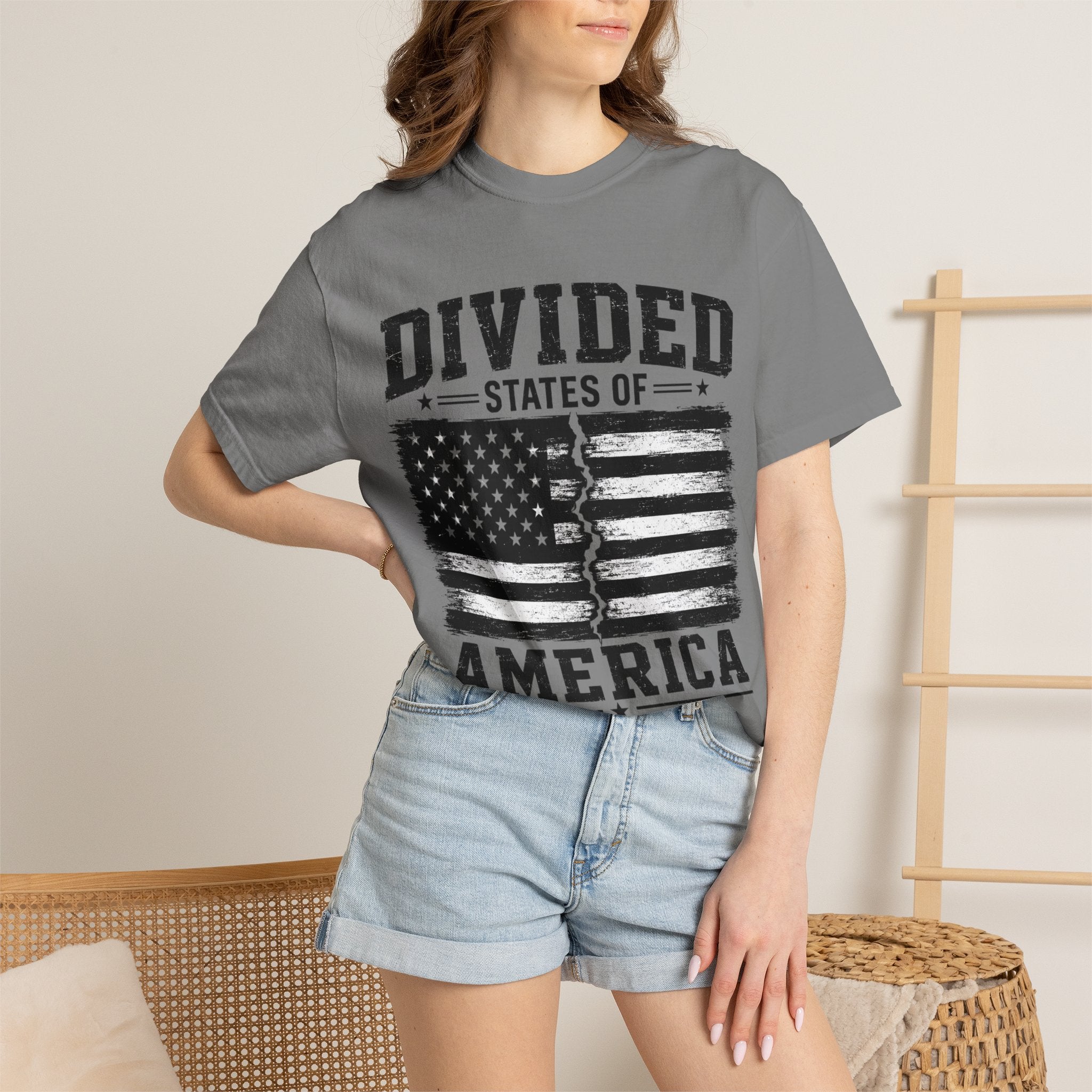 Divided States of America T-Shirt — Distressed Flag Political Graphic Tee