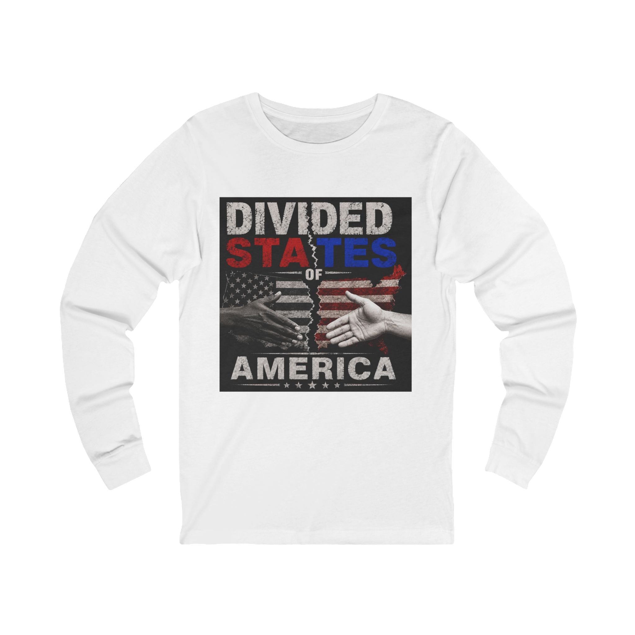 Divided States of America Long Sleeve Tee — Political Unity Graphic Shirt