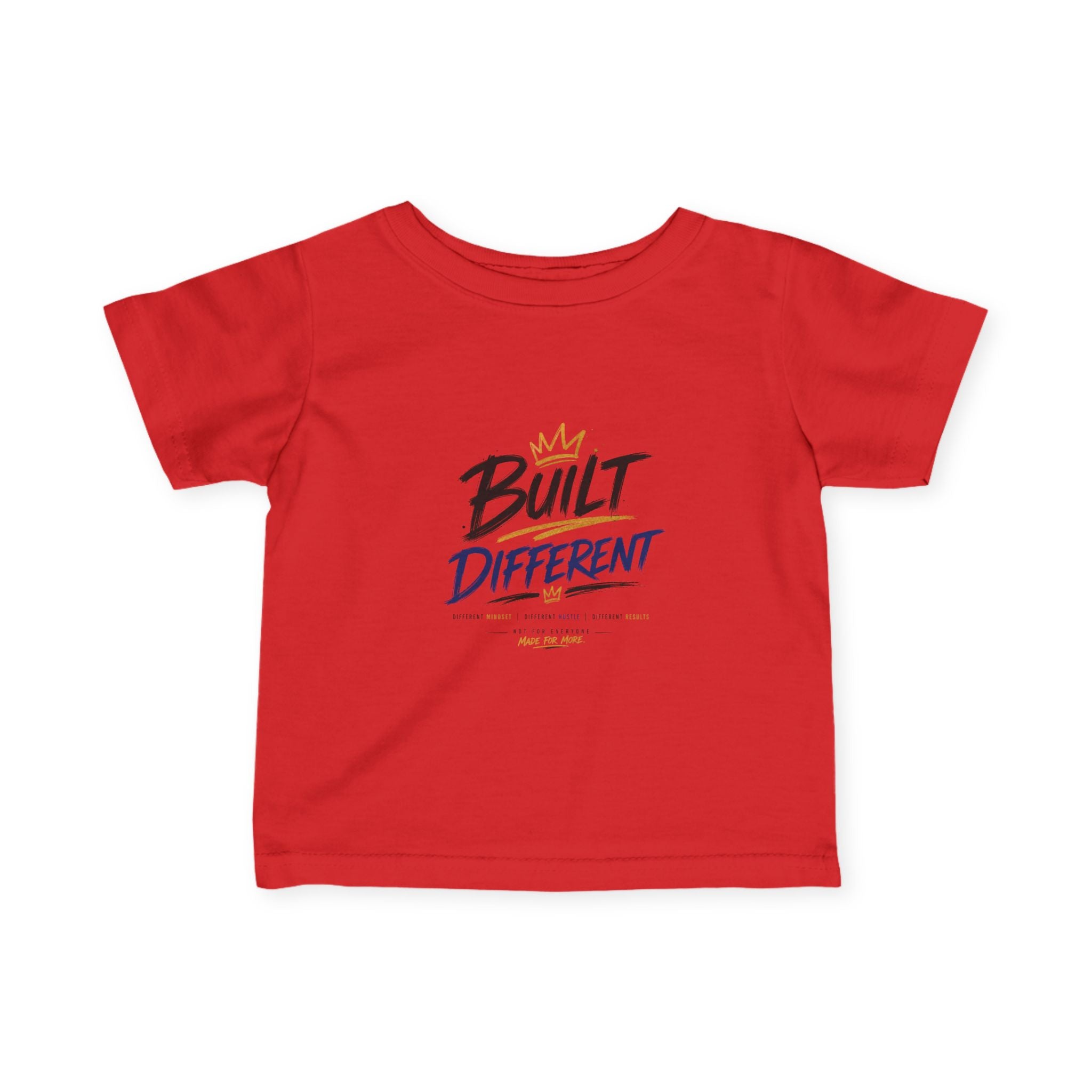 Infant Tee "Built Different" – Baby Graphic Shirt with Crown Design