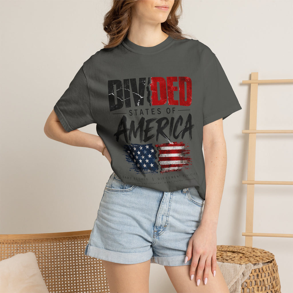 Divided States of America Graphic Tee — Distressed Flag Political T-Shirt