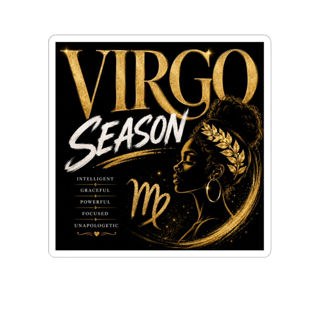 Virgo Season Kiss-Cut Sticker — Gold Zodiac Virgo Design