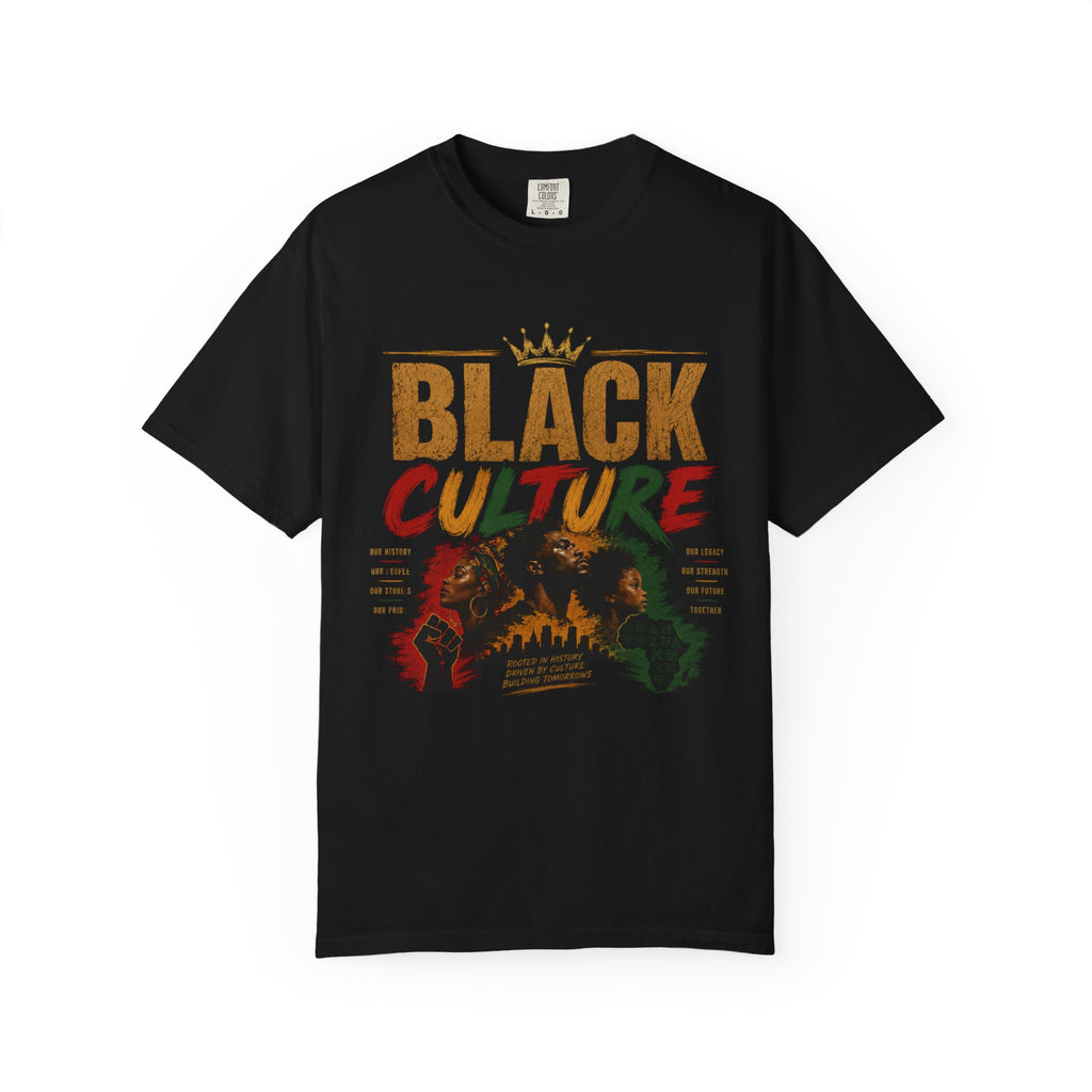 Black Culture Graphic T‑Shirt – Bold Crowned Heritage Design