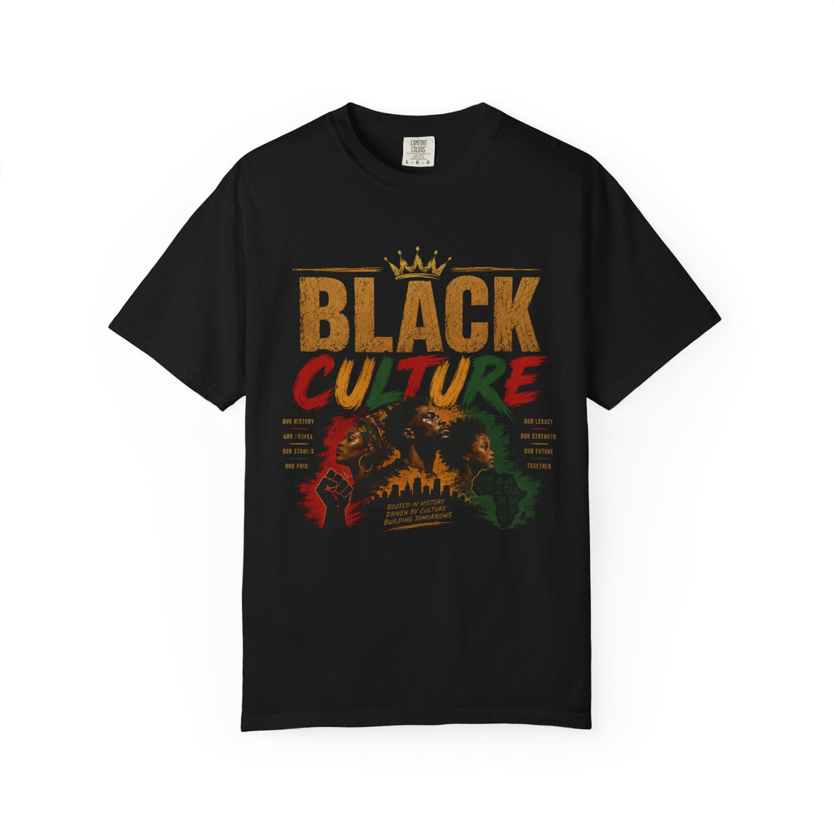 Black Culture Graphic T‑Shirt – Bold Crowned Heritage Design