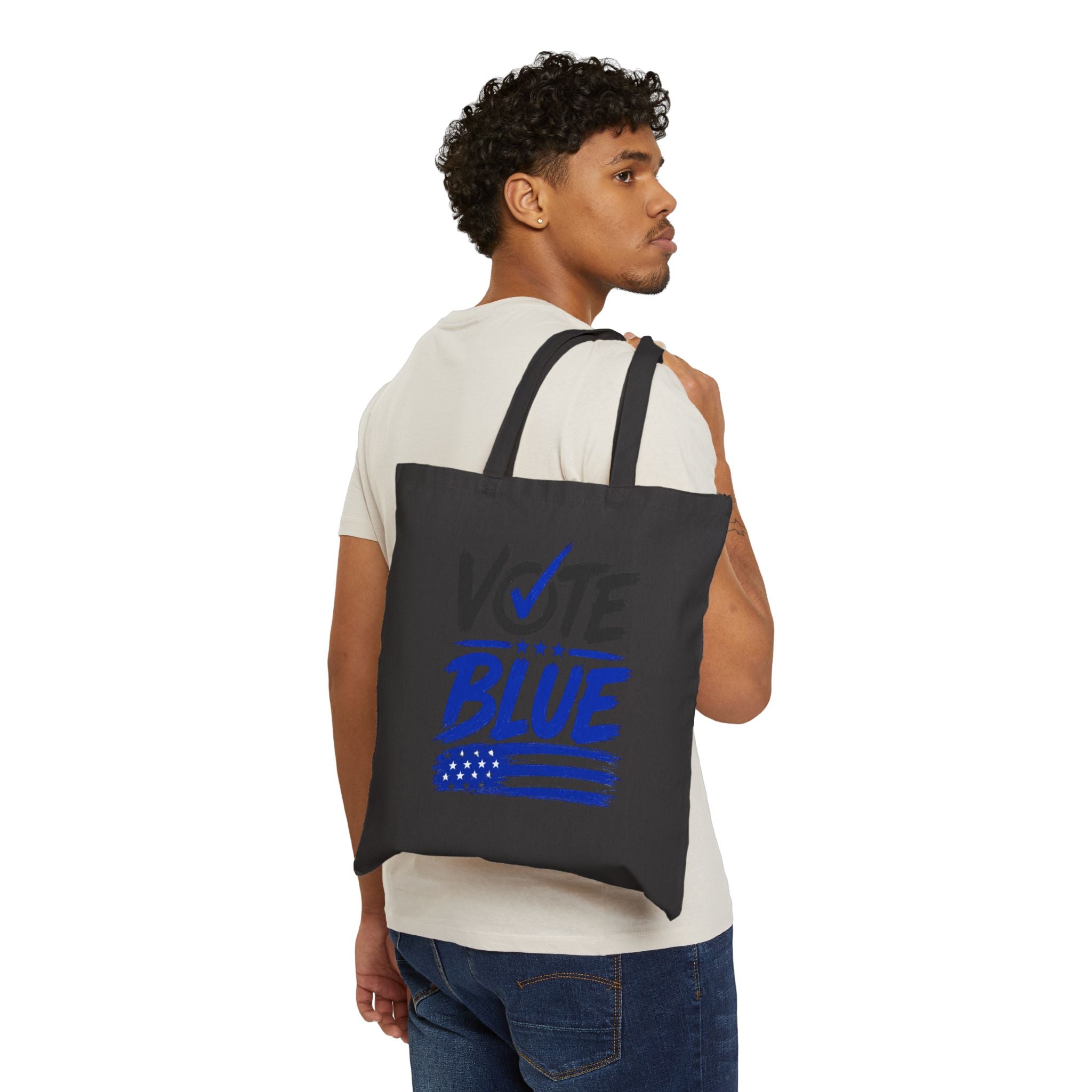 Vote Blue Canvas Tote Bag — Patriotic "Vote Blue" Reusable Grocery & Protest Tote