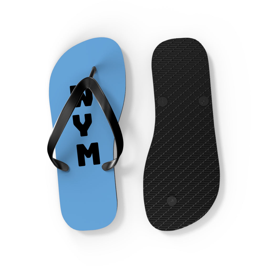 NYM Blue Flip Flops – Lightweight Beach Sandals with Vertical Logo