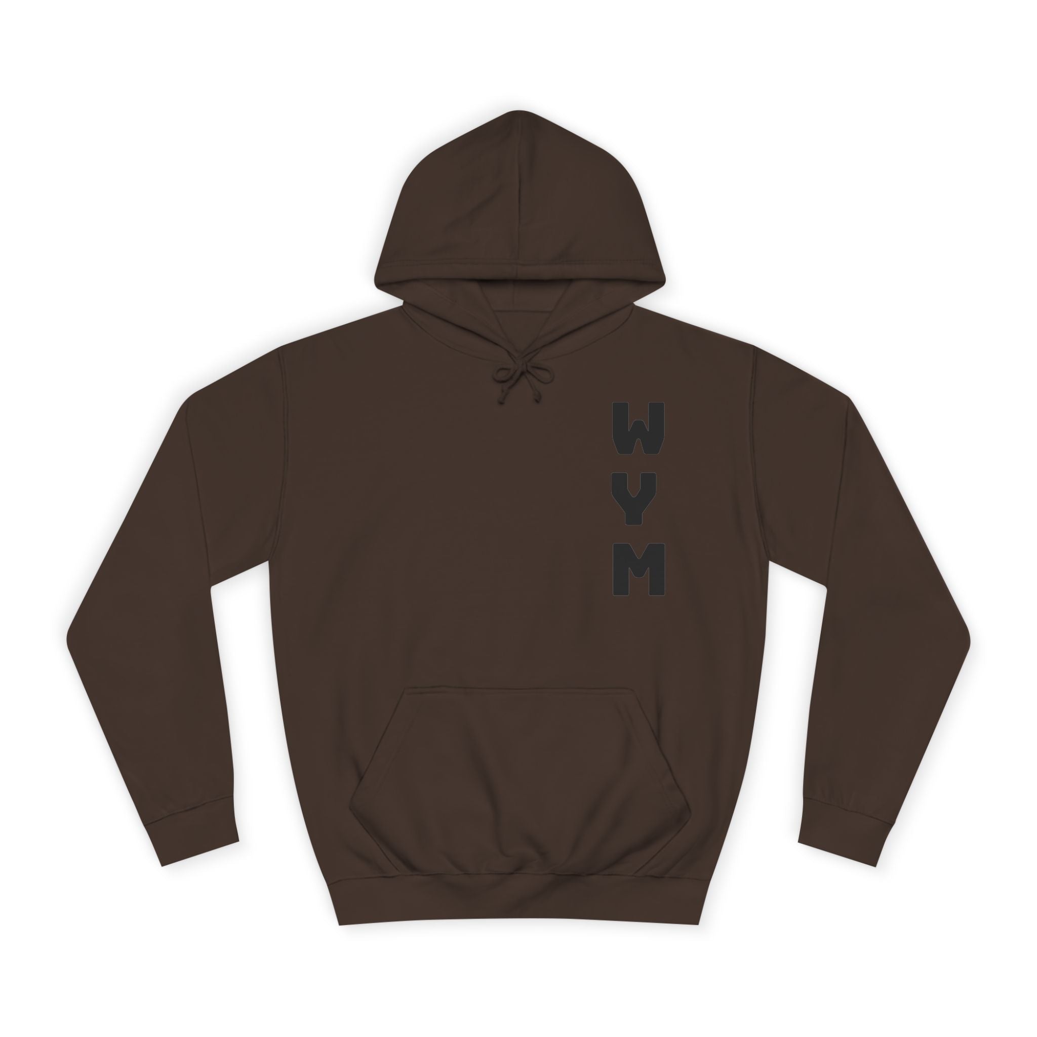 WYM Vertical Letter Hoodie — Minimal College-Style Pullover