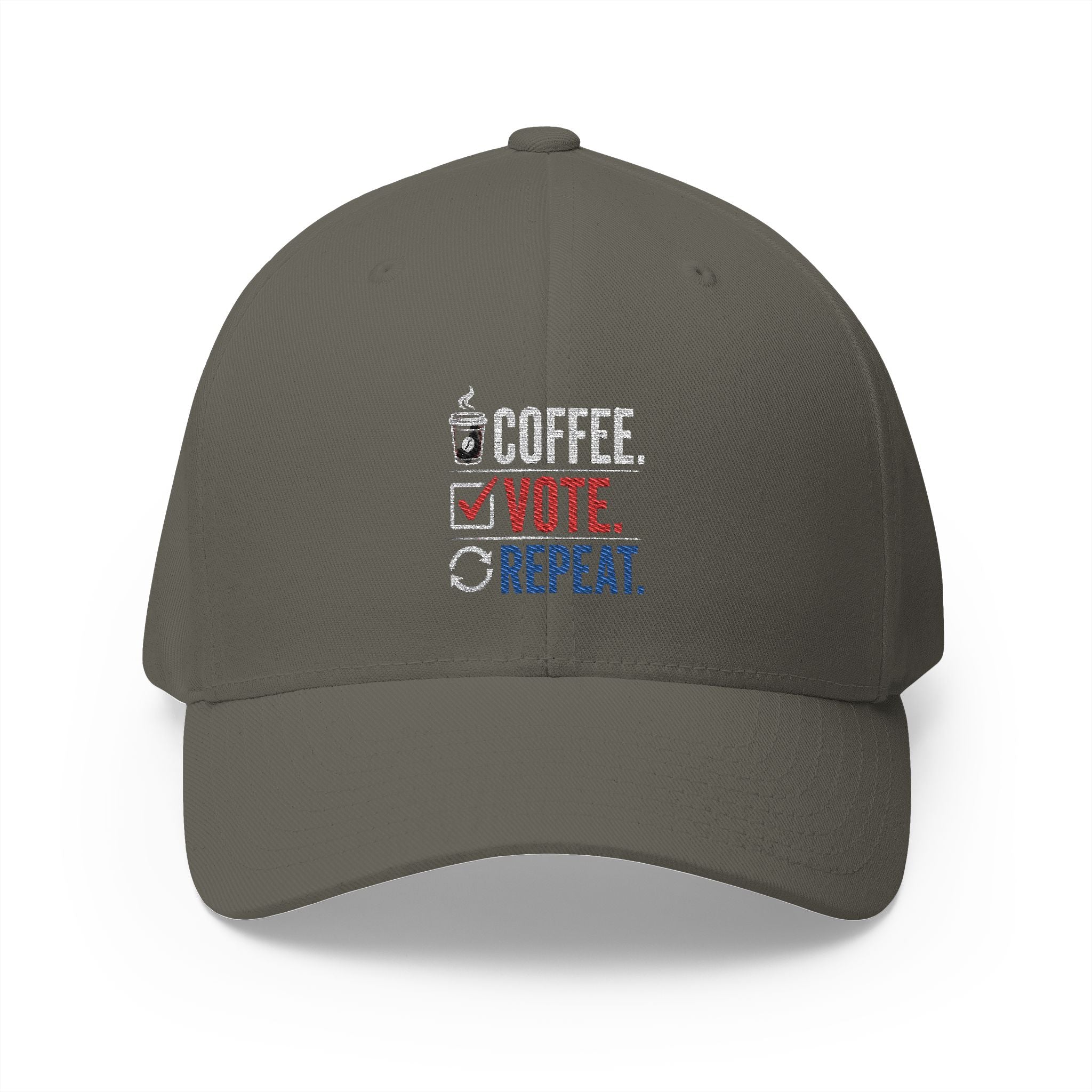 Embroidered 'Coffee. Vote. Repeat.' Cap — Political Activism Baseball Hat