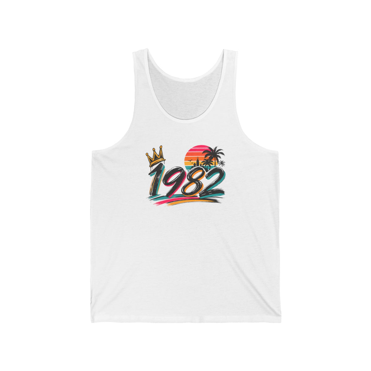 1982 Retro Sunset Tank Top — 1980s Vintage Birthday Beach Vibe