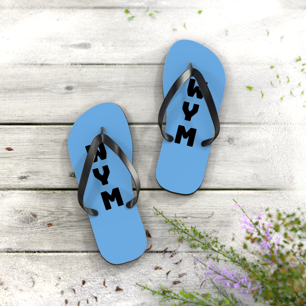 NYM Blue Flip Flops – Lightweight Beach Sandals with Vertical Logo