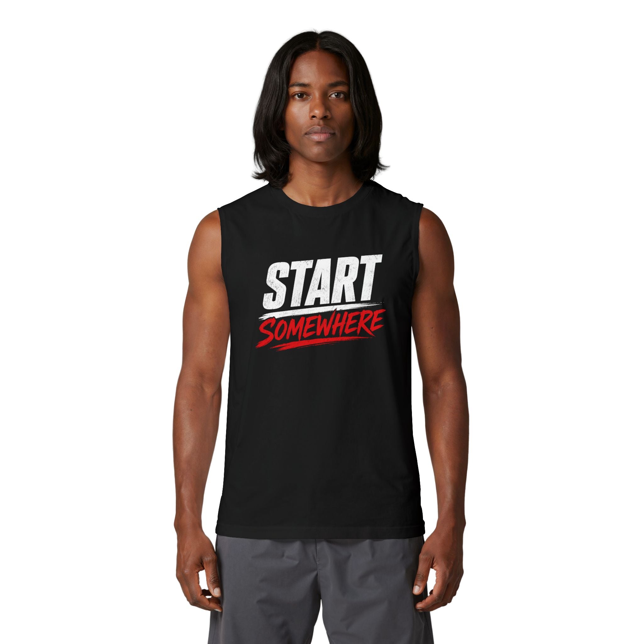 Start Somewhere Muscle Tank — Motivational Workout Tank Top
