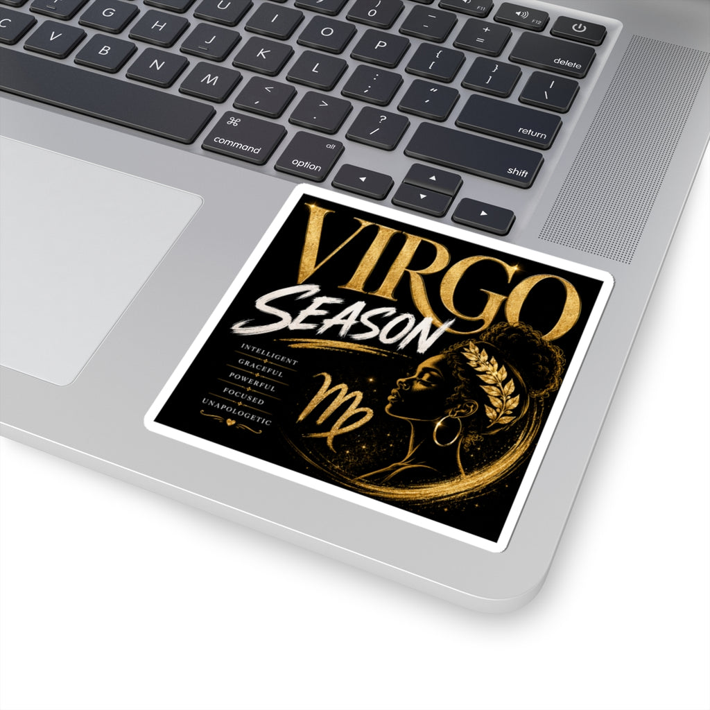 Virgo Season Kiss-Cut Sticker — Gold Zodiac Virgo Design